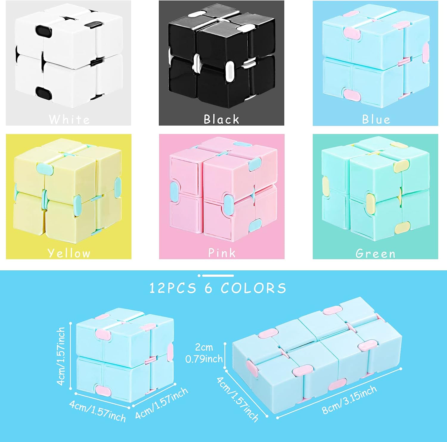 12 Pieces Mini Cube Blocks Mini Cube Desk Toy Magic Sensory Tool Blocks Puzzle Flip Cube for Teens Adults Birthday Favors (Macarons)