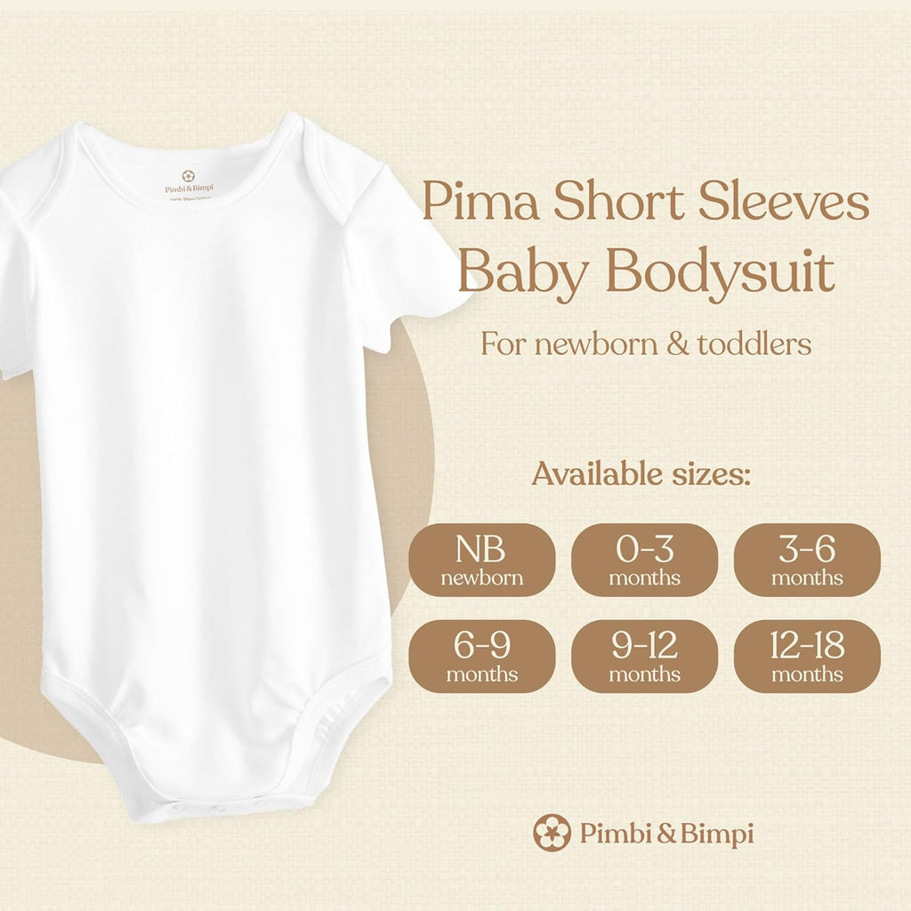 Pimbi&Bimpi Baby Bodysuit - Short Sleeve | Premium Peruvian PIMA Cotton | Gender Neutral Baby Clothes