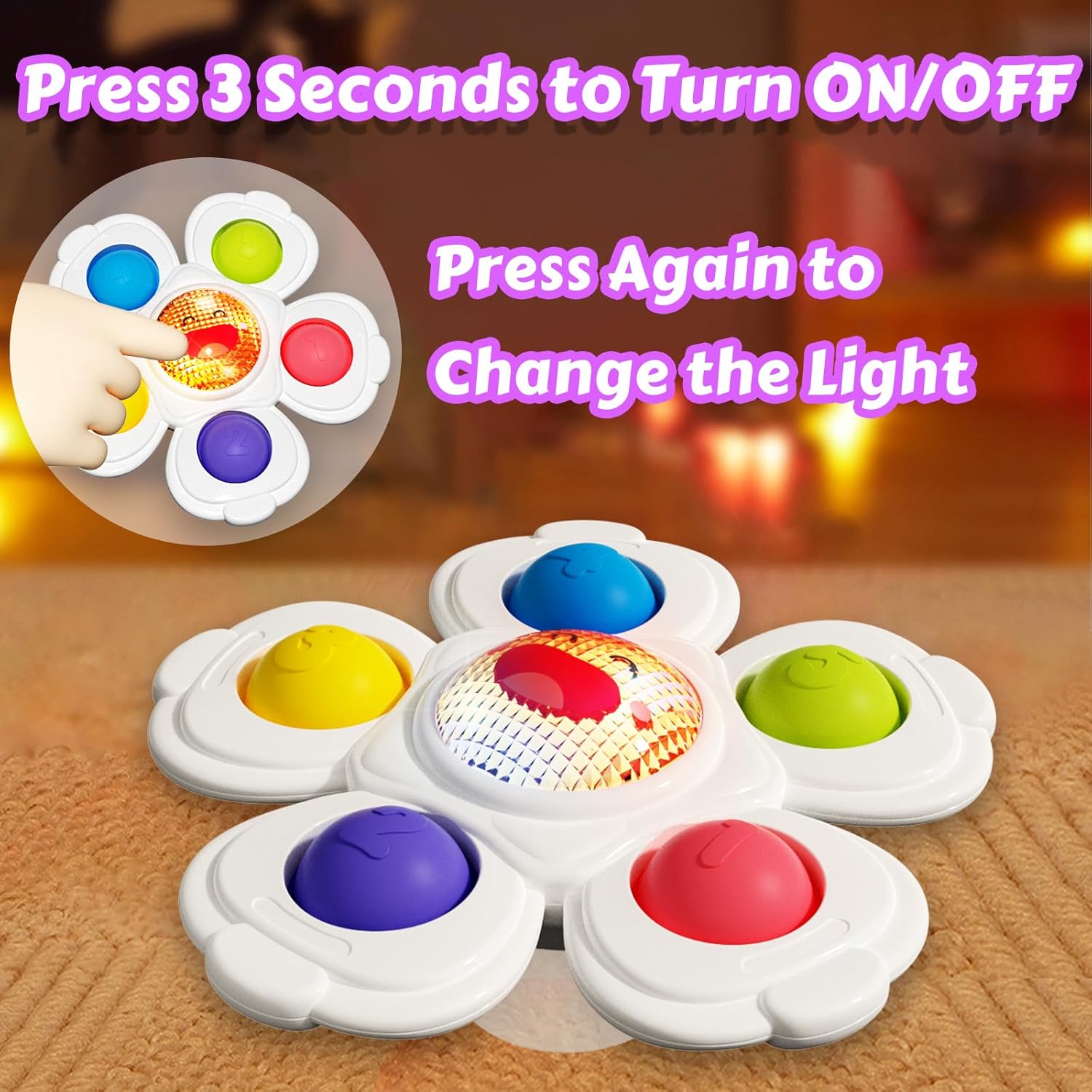 Suction Spinners Baby Toys, Sensory Toys for Toddlers 1-3, Spinner Toys for Babies 12-18 Months, High Chair Toys Baby Travel Essentials for Flying, Birthday Gift for 1 Year Old Boy Girls