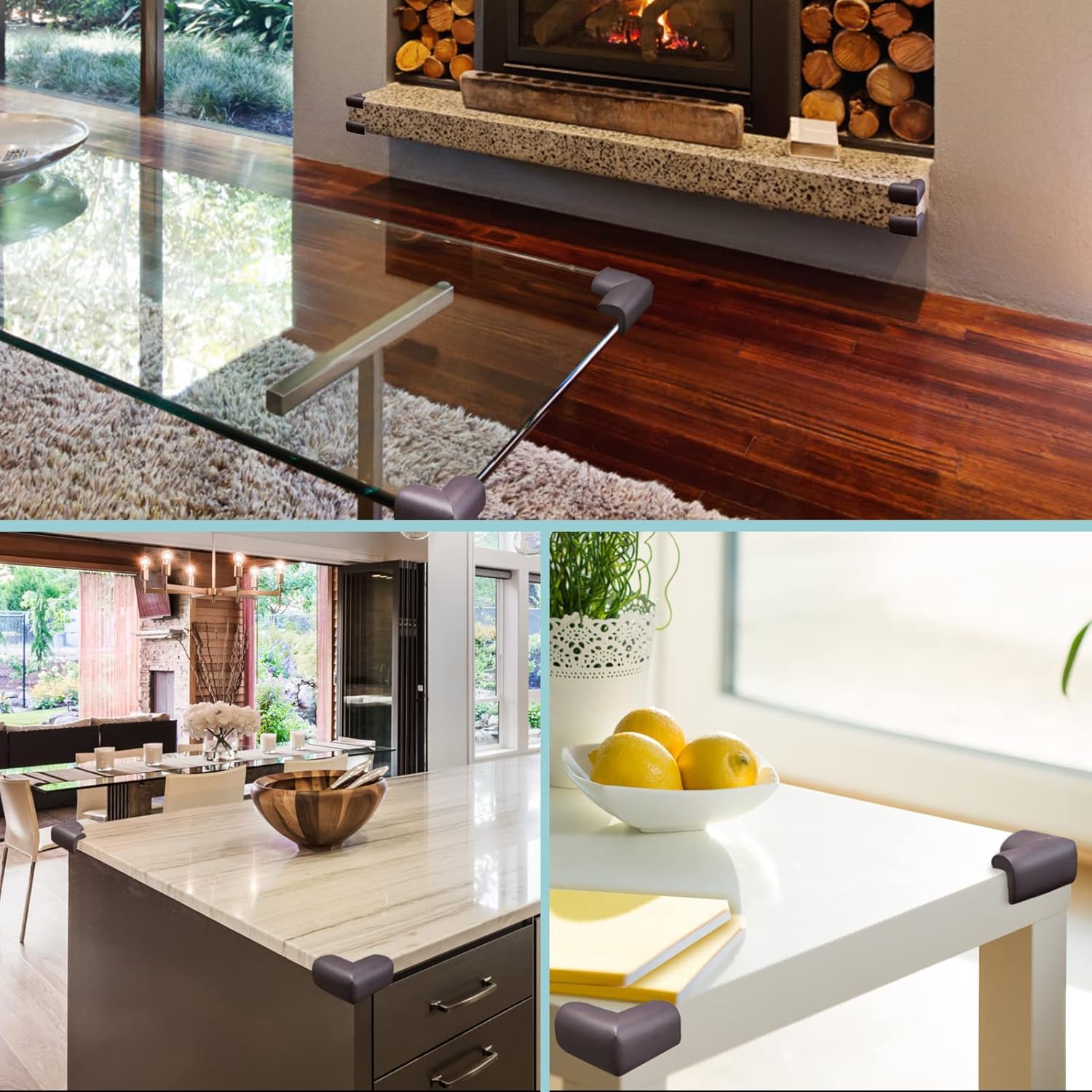 12 Pack Soft Corner Protector Baby Proofing Edge and Corner Guards, Table Corner Protectors for Furniture, Safety Pre-Taped Rubber Corner Covers for Fireplace, Stair, Cabinet (Brown)