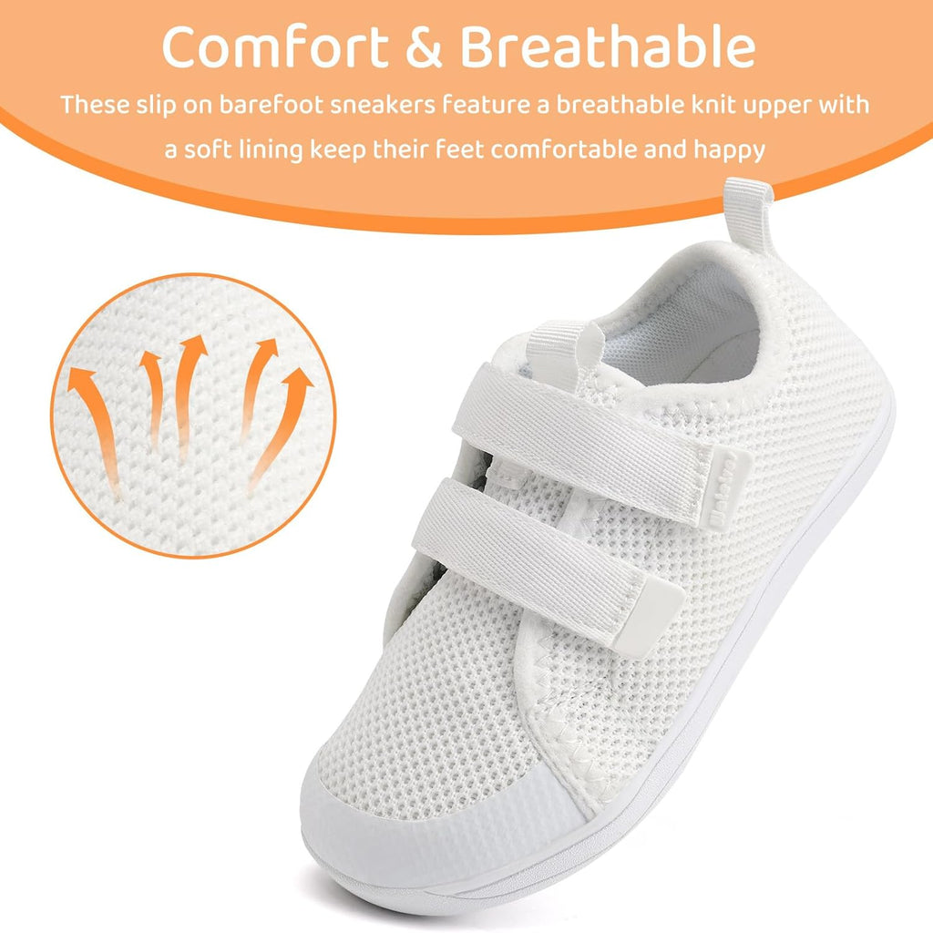 WateLves Toddler Little Kids Wide Barefoot Shoes The First Walking Shoes Girls Boys Breathable Zero Drop Minimalist Sneakers with Wide Toe Box Natural to Grow