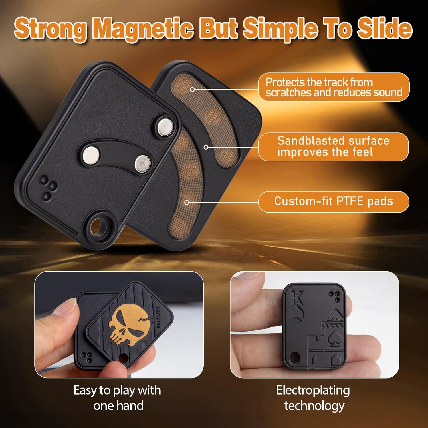 Fidget Toys Adults - Pendants Magnetic Metal EDC Toys for ADHD, Relieve Stress, Tension, Anxiety - Improve Focus - Find Inspiration, Backpack, Purse Hanging Decoration(Black Gold)