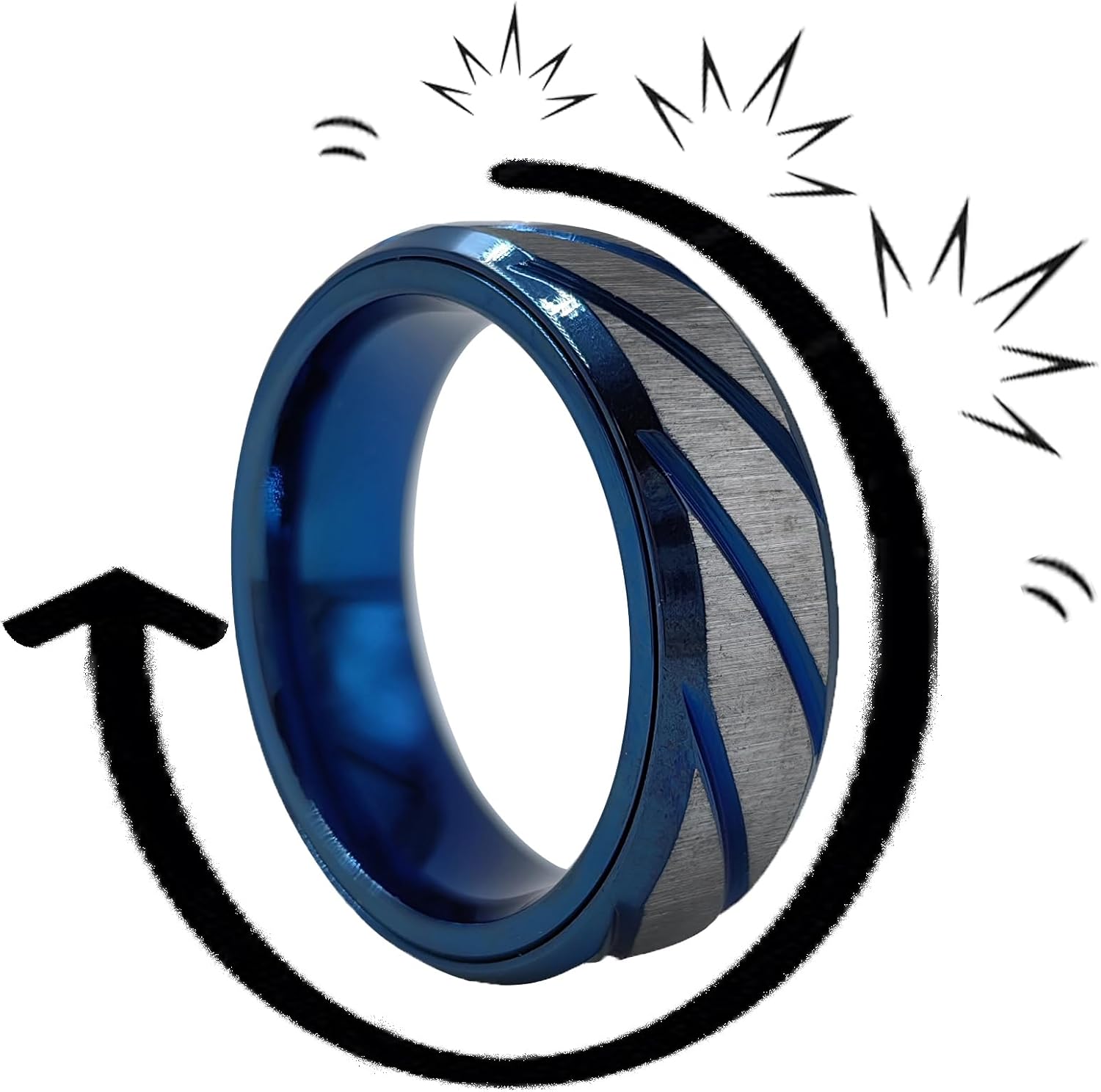 EDC Fidget Slider Fidget Toy Adult Stress Relief Metal Ratchet Ring Jewelry ADHD Recreational Fidget Toy Tactile Coin (Blue, 11)