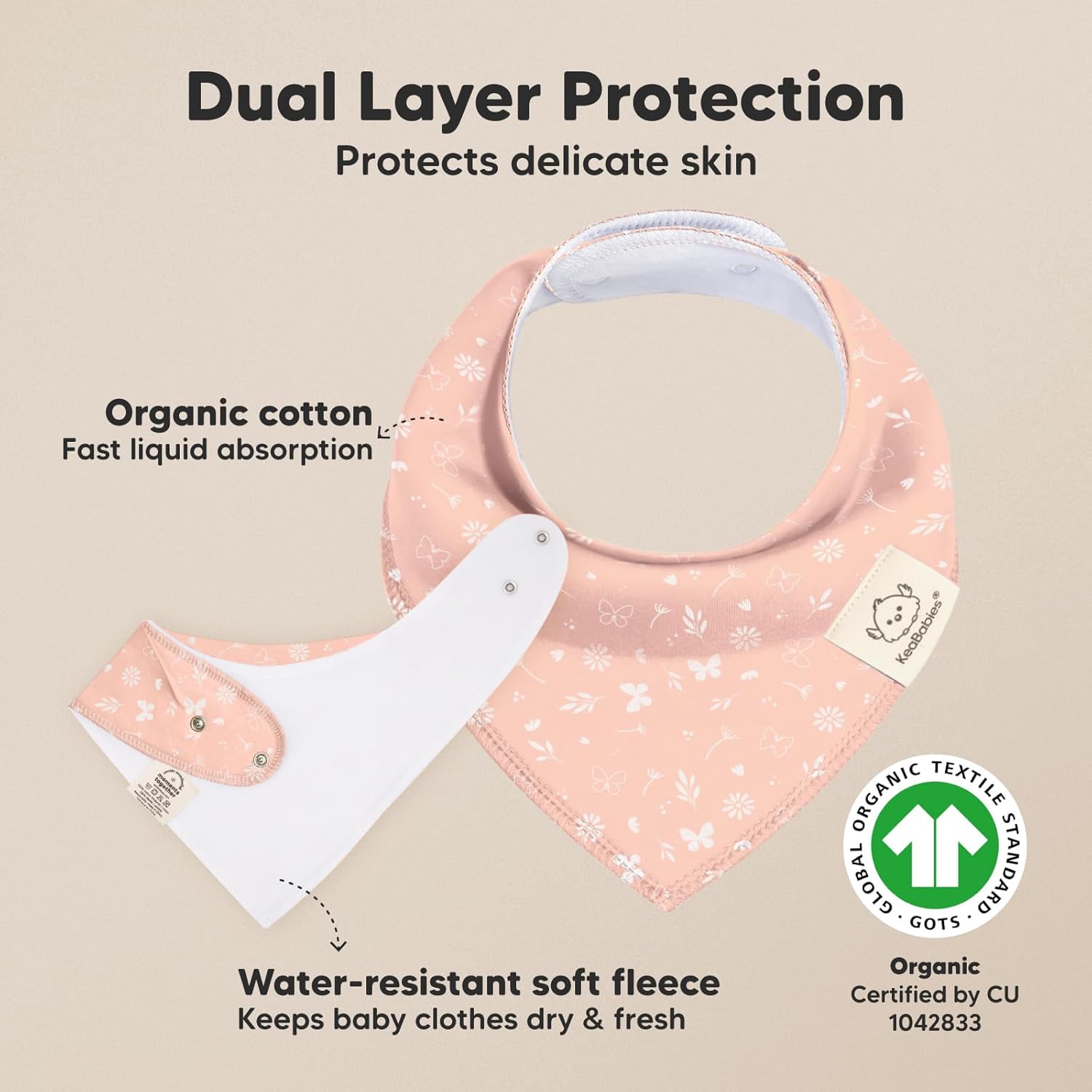 8-Pack Organic Baby Bandana Bibs for Girls - Super Absorbent Triangle Baby Bibs for Drooling and Teething Infant, 100% Cotton Extra Soft for Newborn, Infant 0-36 Months (Butterflies)