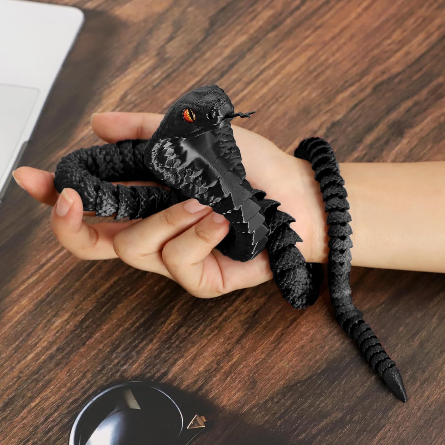 25" 3D Printed Snake, 3D Printed Fidget Animals,3D Crystal Snake Flexible Joints Home Decor Executive Desk Toys,Home Office Decor Executive Desk Toys for Autism/ADHD