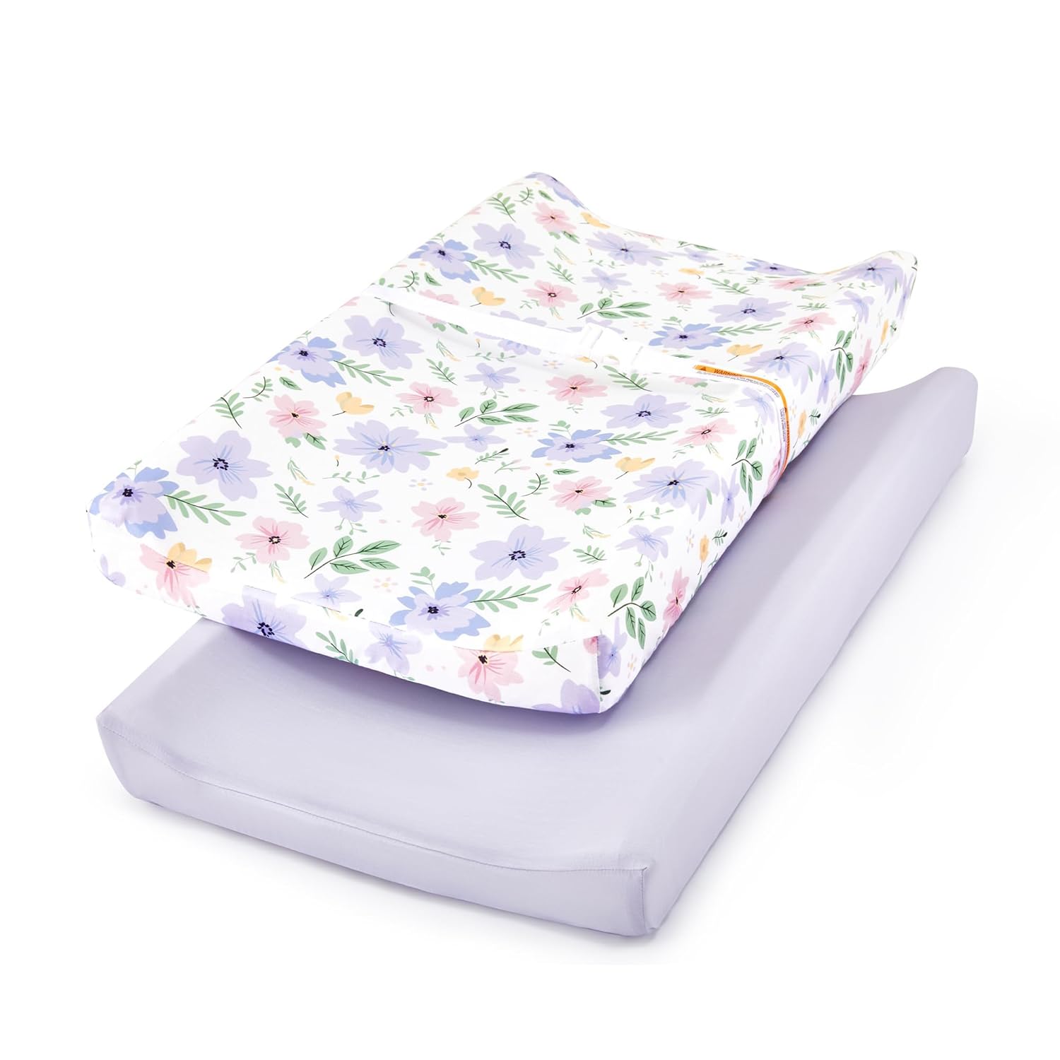 TILLYOU Changing Pad Cover Set in Soft Jersey Material - Fits 32"/34''x16 Contoured Pad for Babies, Brilliant Little Flowers and Purple
