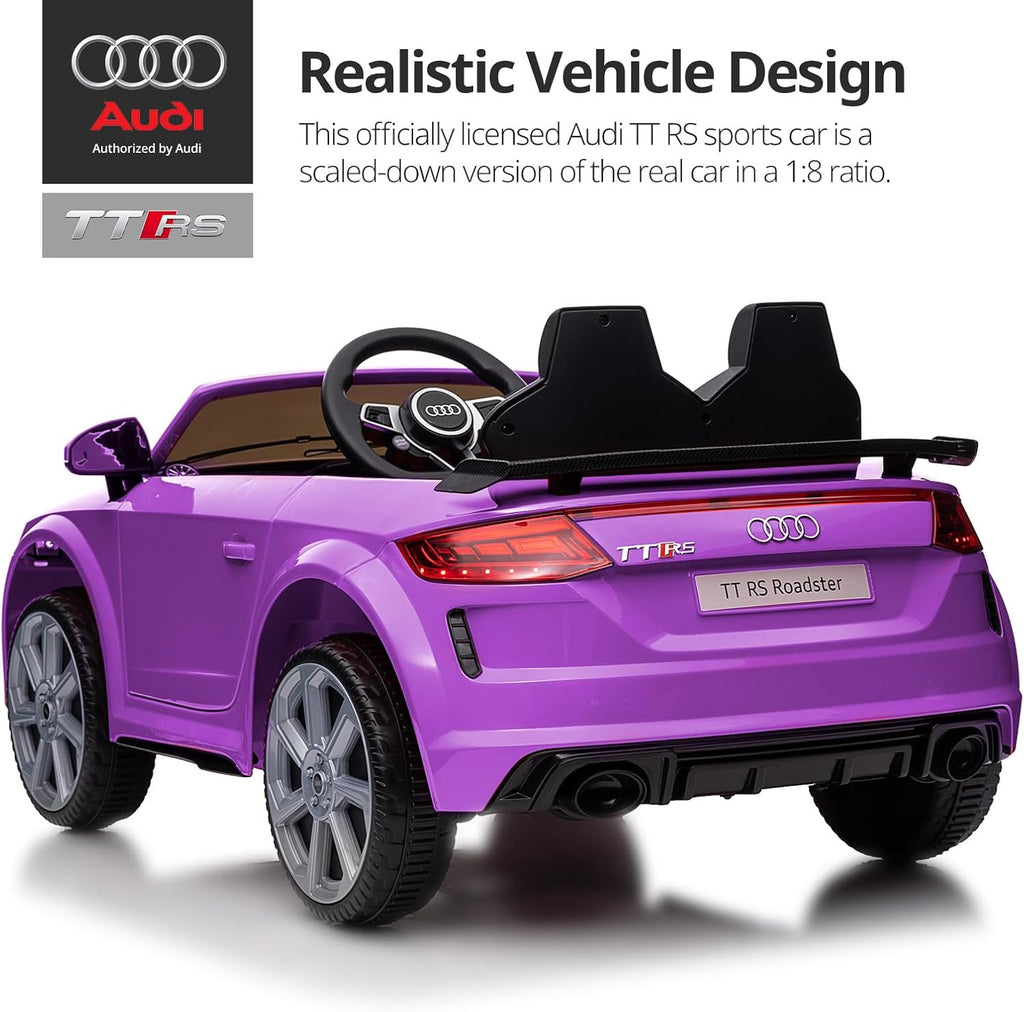 Electric Ride on Car for Kids, Licensed Audi 12V 7Ah Kids Ride-on Toy for Toddlers Girls with Remote, Bluetooth - Purple