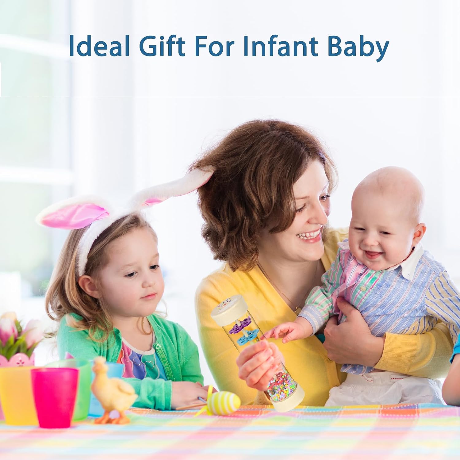 Rain Stick, Montessori Baby Toys for 6-12 Months 1 Year Old, Baby Rattle Wooden Sensory Toys, 7.7” Rainmaker Infant Musical Toy - Gifts for 6 7 8 9 12 Month Old Newborn Boys Girls Toddlers