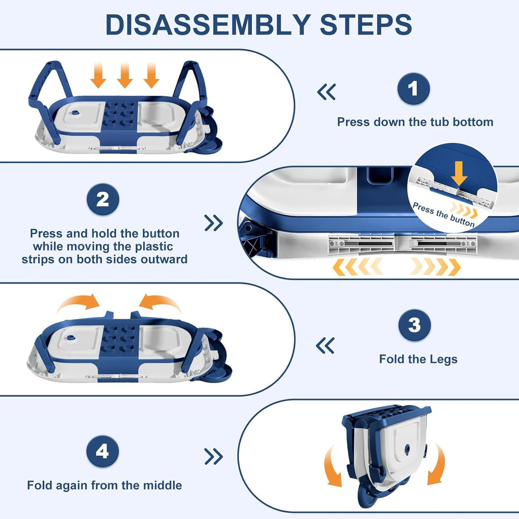 TPN Collapsible Baby Bathtub for Infants to Toddler with Real-time Temp Monitor+Floating Cushion,Foldable Baby Bath Tub Set Applicable 0-36 Month,Perfect Portable Travel Baby Tub for Newborns Boy