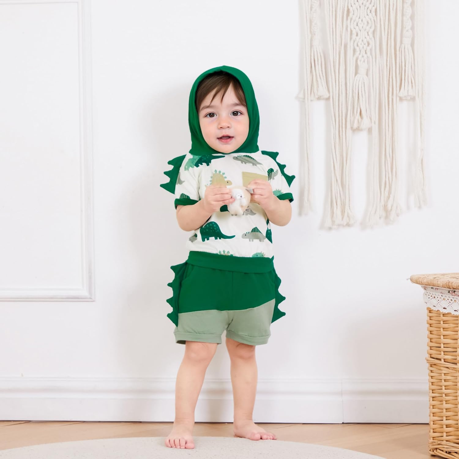 Toddler Baby Boy Summer Hooded Outfit Contrast Color Short Sleeve T Shirt Top Elastic Shorts Summer Clothes Set