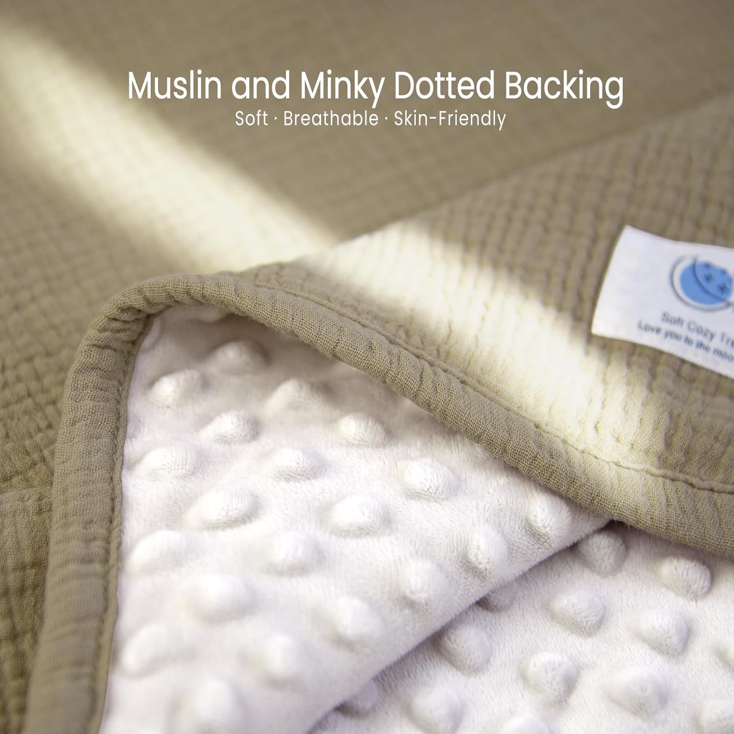 lulumoon Baby Blanket for Newborn Receiving: Minky Dot & Muslin Lightweight - Thermal Blanket Gift for Baby Shower & Hospital Welcoming 30"x40"（Olive）