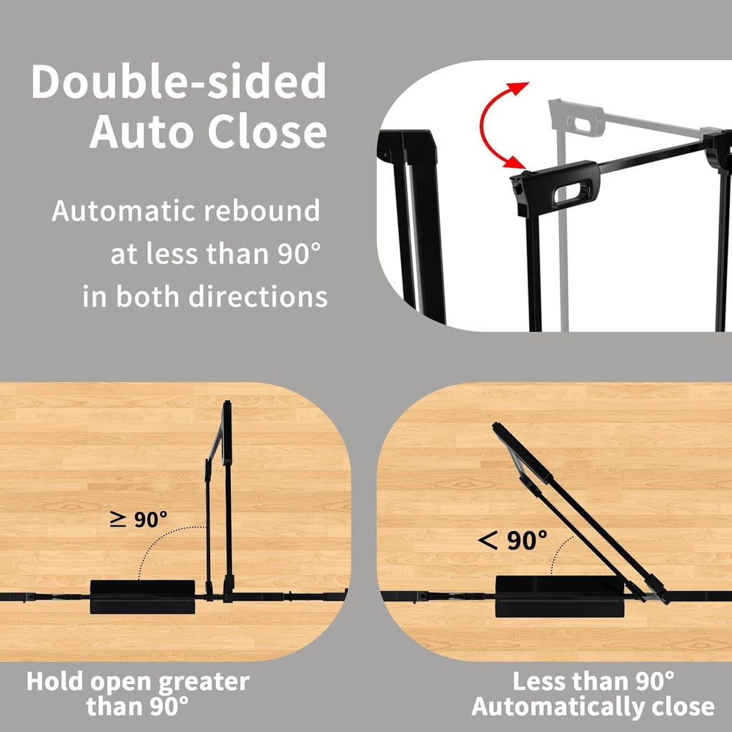 WAOWAO Clear Baby Gate for Stairs Modern Design Acrylic Auto Close Pet Gate, 29.52-37.79" Wide Safety Baby Gate for Doorways,Black Clear Dog Gates Indoor,Hallways,Kitchen