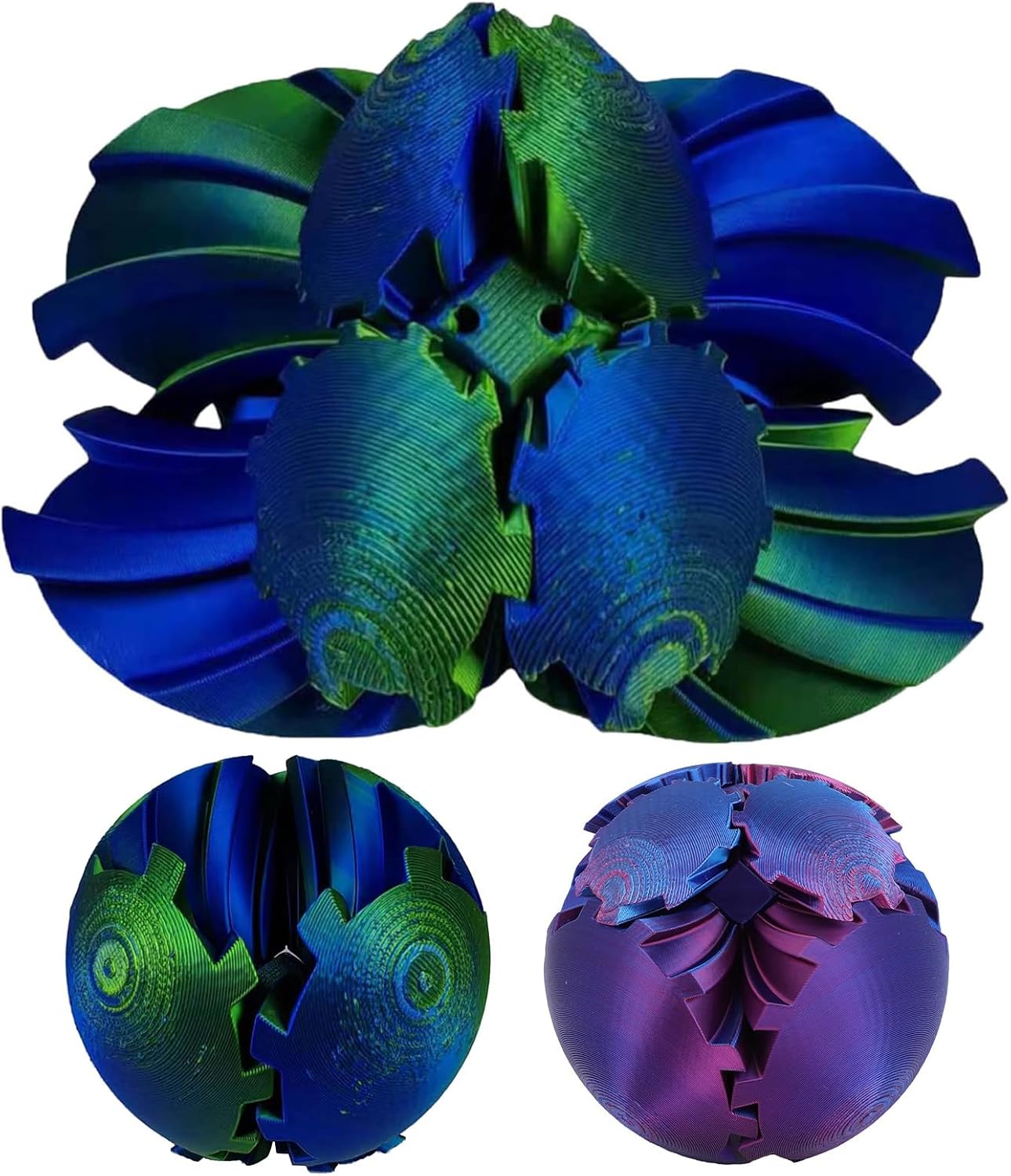 Gear Ball - 3D Printed Gear Ball Spin Ball or Cube Fidget Toy, Gear Sphere, Gear Ball Gearball Fidget Toy, Stress Ball, GearSphere Desk Toy, Fidget Ball, Gear Toy for Stress and Anxiety Relaxing