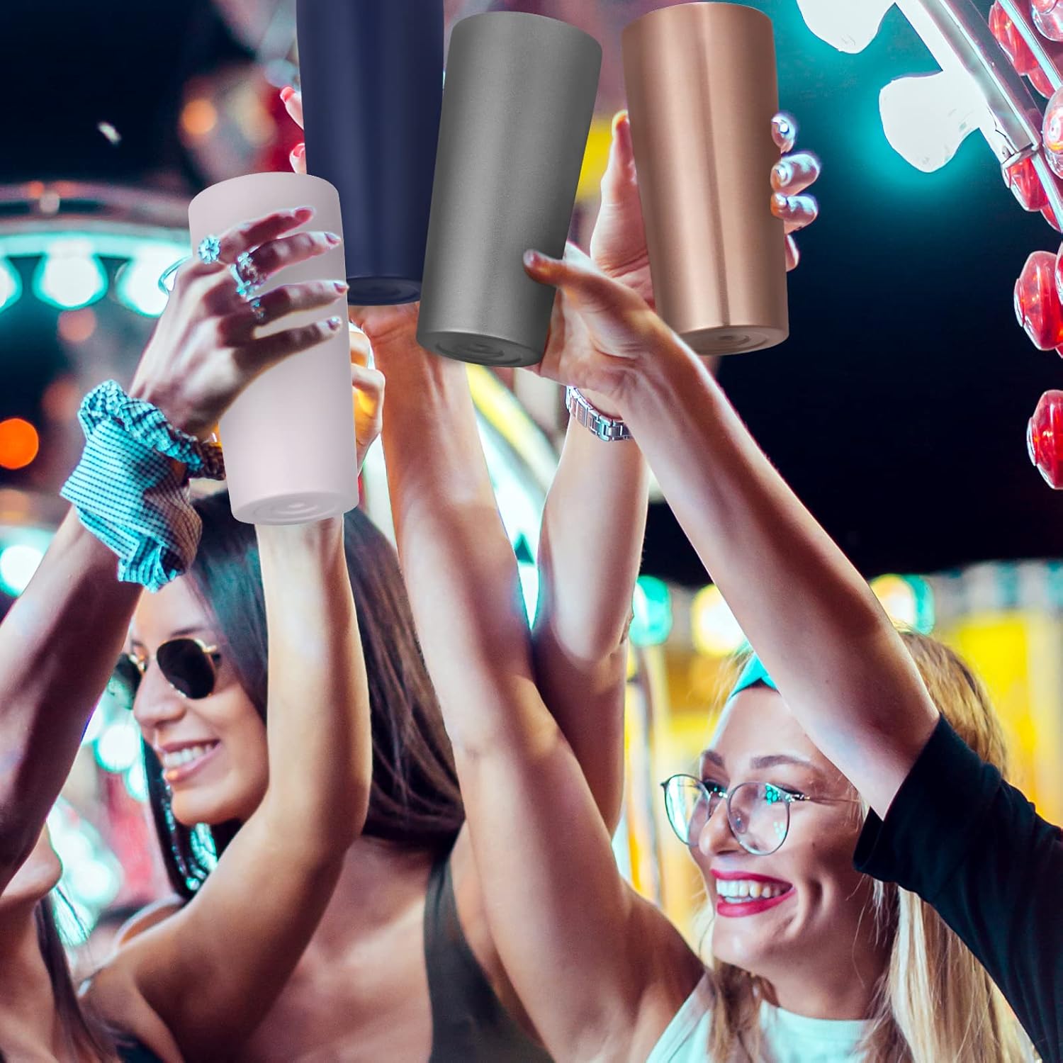 VEGOND 20oz Tumbler Bulk with Lid and Straw 6 Pack, Stainless Steel Vacuum Insulated Tumbler, Double Wall Coffee Cup Travel Mug, Rose Gold