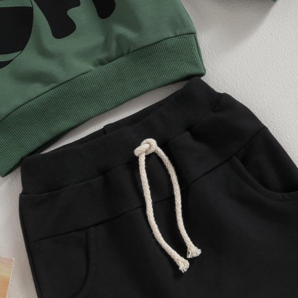 Kupretty Toddler Baby Boy Fall Winter Clothes Color Block Long Sleeve Sweatshirt Pullover Tops + Joggers Pants Outfit Set