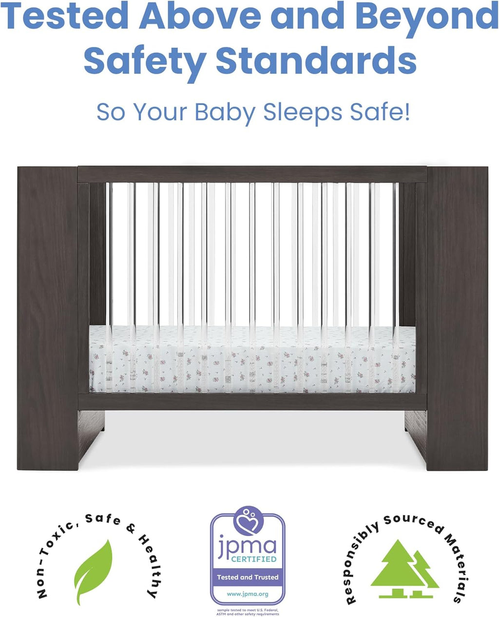 Delta Children Aerin Crib 6-Piece Baby Nursery Furniture Set–Includes: Convertible Crib, 6 Drawer Dresser, Changing Top, Crib Mattress, Sheets & Changing Pad, Rustic Grey