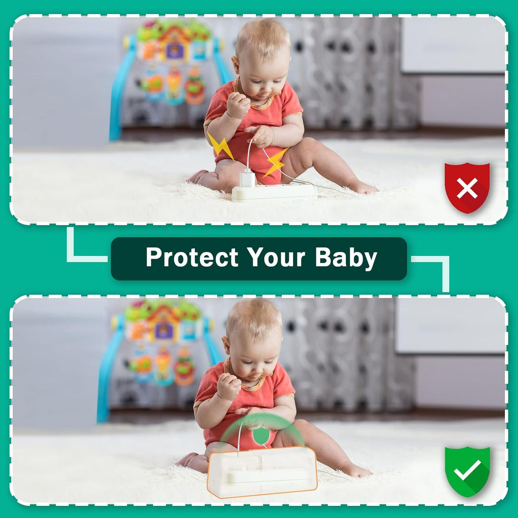 Improved Power Strip Cover Box(2 Pack) 丨Outlet Covers Baby Proofing丨Outlet Cover Box丨Adjustable Length Childproof Outlet Cover丨Preventing Toddlers from Touching Sockets丨Fits Most Sockets.