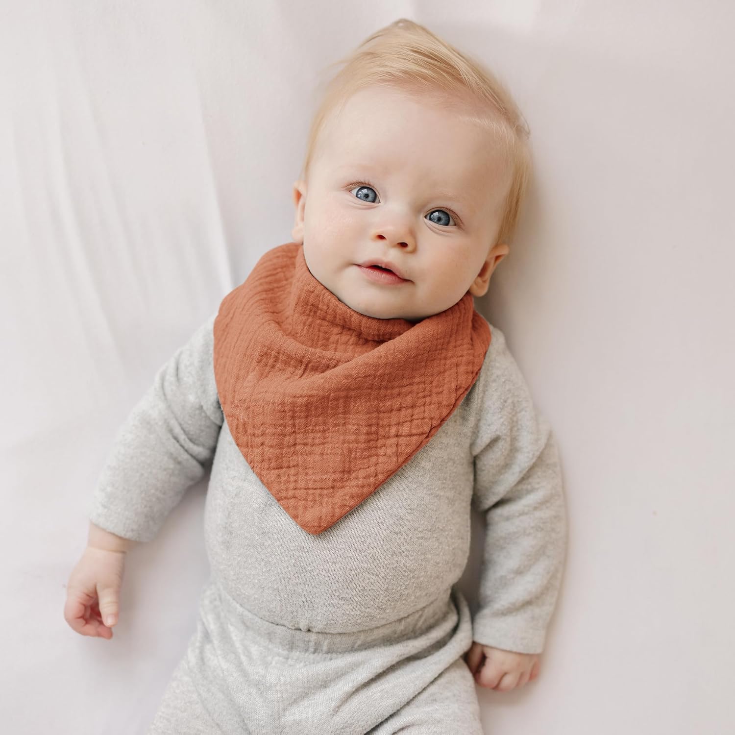 Konssy 8-Pack Muslin Baby Bibs, Absorbent Bandana Drool, 100% Cotton Unisex Baby Bibs for Teething and Drooling