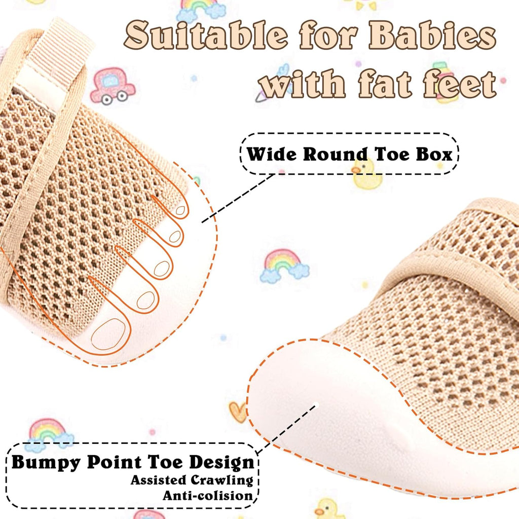 Baby First-Walking Shoes 1-4 Years Kid Shoes Trainers Toddler Infant Boys Girls Soft Sole Non Slip Cotton Canvas Mesh Breathable Lightweight TPR Material Slip-on Sneakers Outdoor