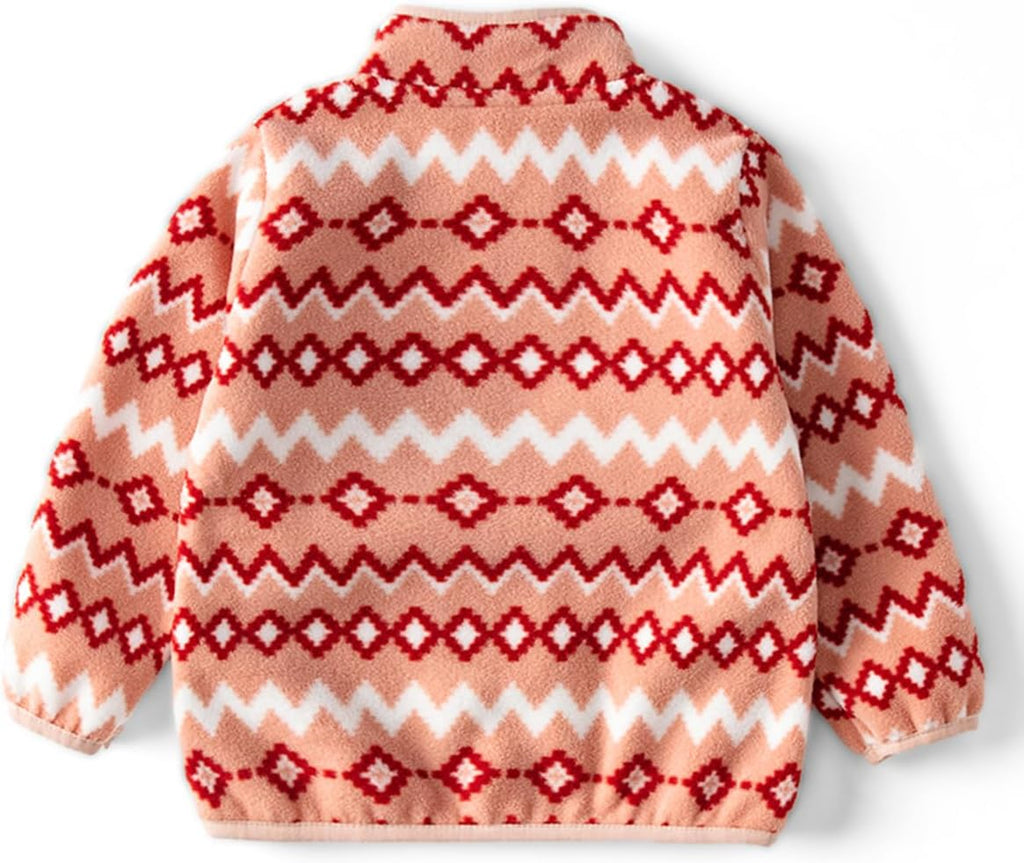 Kids Printed Polar Fleece Jacket Toddler Baby Boys Girls Autumn Winter Warm Sherpa Lining Outerwear Soft Lightweight