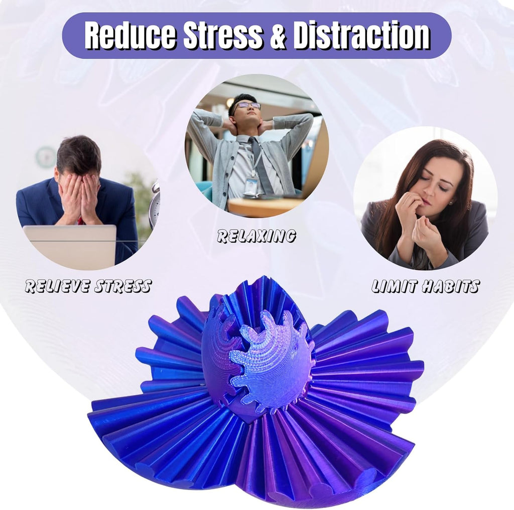 Gear Ball-3D Printed Gear Ball, 2024 New Gear Ball for ADHD 3D Printed Gear Ball Spin Ball Fidget Toy 2.95Inch Fidget Ball Gear Toy for Stress and Anxiety