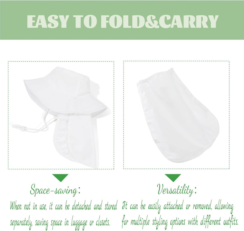 Baby Sun Hat Toddler Bucket Hats with Removable Neck Flap for Boys Girls Kids with Wide Brim Summer Beach UPF 50+