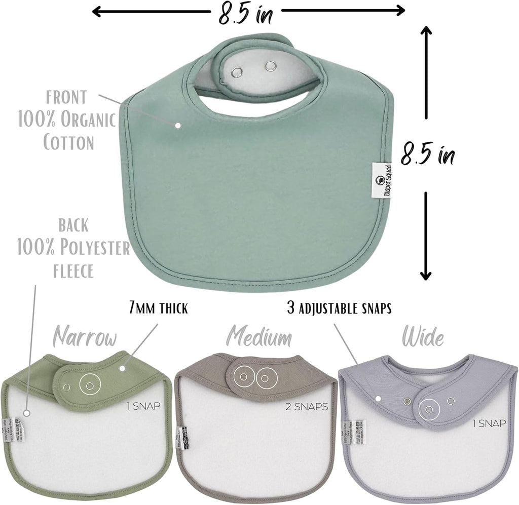 DiaperSquad's Baby Bibs for Drooling and Teething, Bibs for Boys, Baby Girl - Solid Cotton Baby Drool Bibs