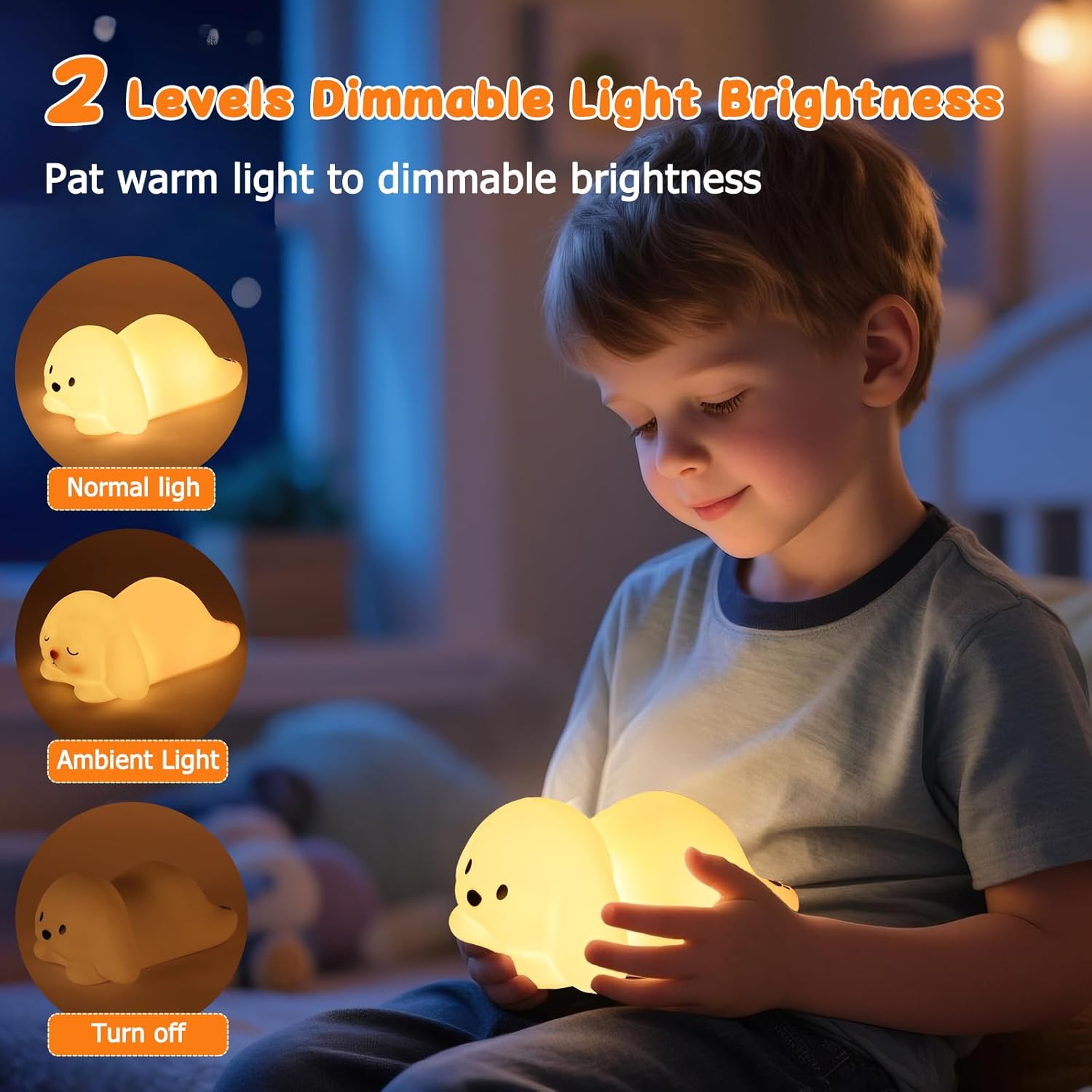 Tremdwoto Dog Night Light for Kids,Cute Colorful Night Light Baby Girl Squishy Night Light Lamp 1/3 Hour Timer Puppy Light Dimmable Nursery Lamp Nightlight Gift for Boys and Girls Kawaii Bedroom Decor