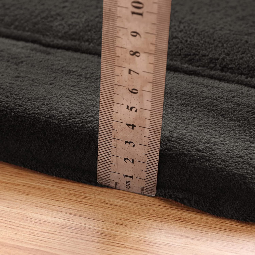 MAXYOYO Black Coral Velvet Area Rug, Thick Japanese Tatami Mat Living Room Carpet with Non-Slip Backing, Large Solid Color Mat for Bedroom Dormitory Yoga, 59 by 78 inch