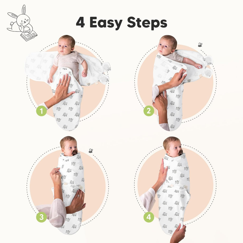 3-Pack Organic Baby Swaddle Sleep Sacks - Swaddles for Newborns, Infant 0-3 Months, Baby Girls, Boys, Soft & Snug Newborn Sleep Sack, Nursery Swaddling Blankets (The Wild 2)