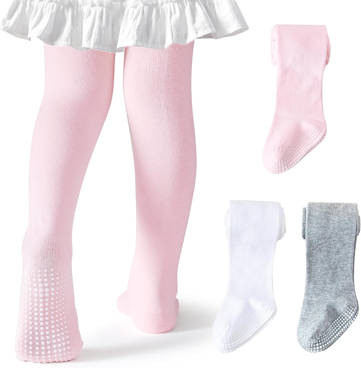 Baby Tights Non Slip Toddler Stockings Tights with Grippers Seamless Soft Cotton Knit Leggings Newborn