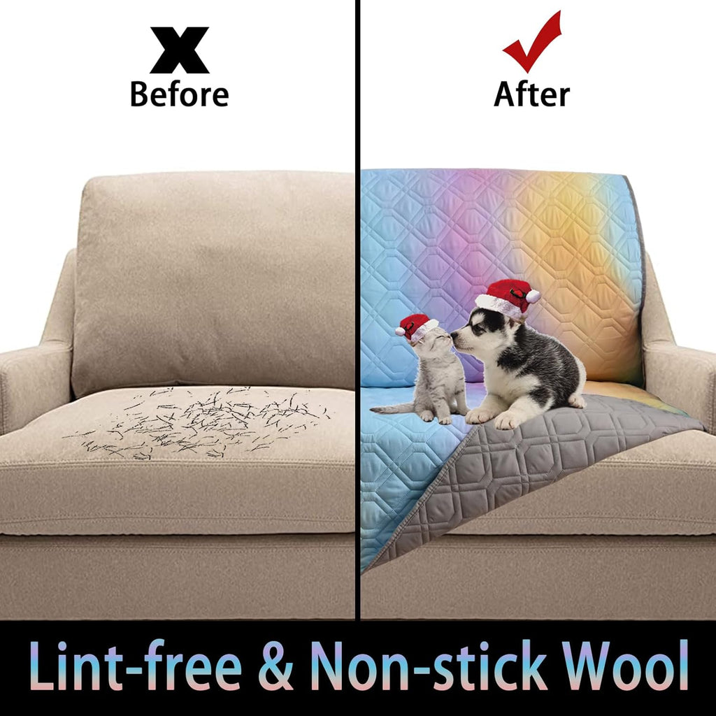 100% Waterproof Dog Bed Cover 30x70 inch Reversible Changing Pad Reusable Camping Mat for Kids/Pet/Dog/Cat Washable Geometric Embroidery Blanket Patchwork Rainbow Ombre Printed+Gray