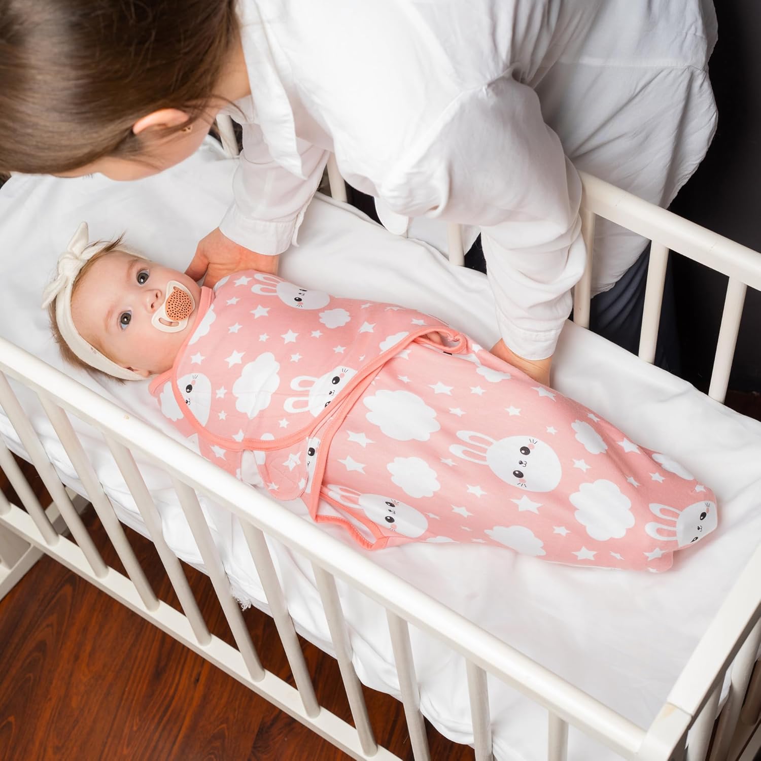 Bublo Baby Swaddles for Newborns – 3-Pack Infant Swaddles 0-3 Months – Adjustable Swaddle Sleep Sack – Soft Cotton Baby Wrap for Safe & Cozy Sleep (Coral)