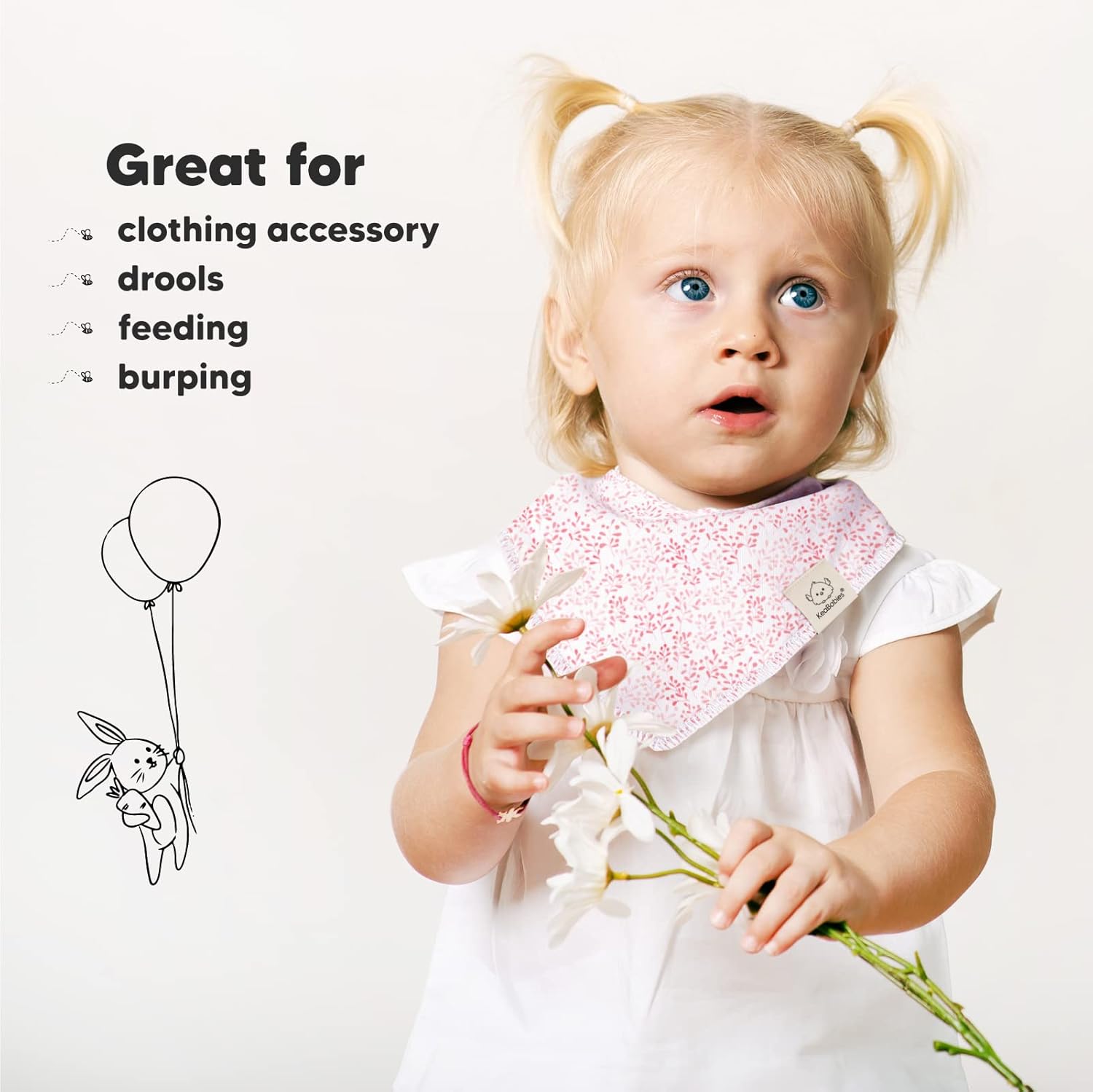 10-Pack Organic Baby Bandana Bibs for Girls - Super Absorbent Triangle Baby Bibs for Drooling and Teething Infant, 100% Cotton Extra Soft for Newborn, Infant 0-36 Months (Tea Party)