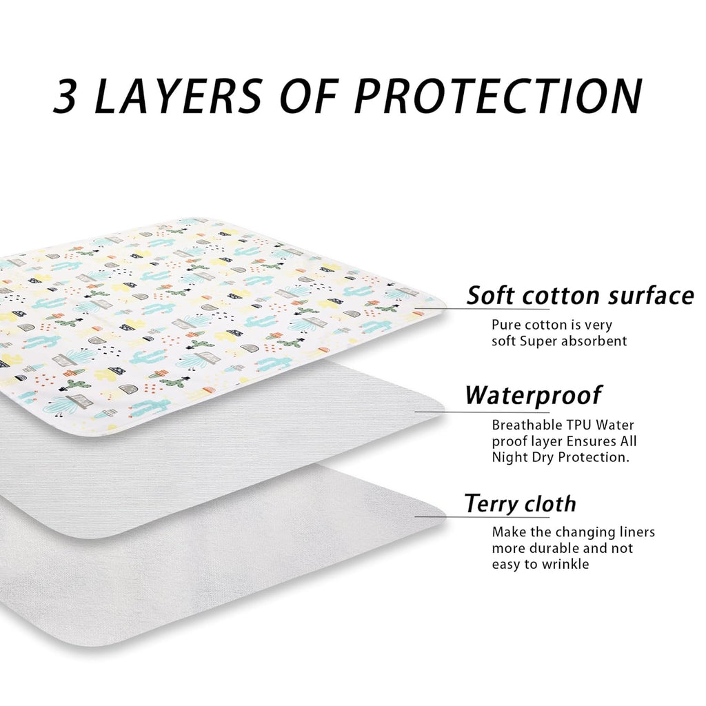 Baby Diaper Changing Pad Liners(22X27.5 inches) Soft Cotton Waterproof Changing Mat for Baby Underpads Mattress Mat Sheet Protector Portable Reusable Urine Pads for Travel Gear Pack of 3