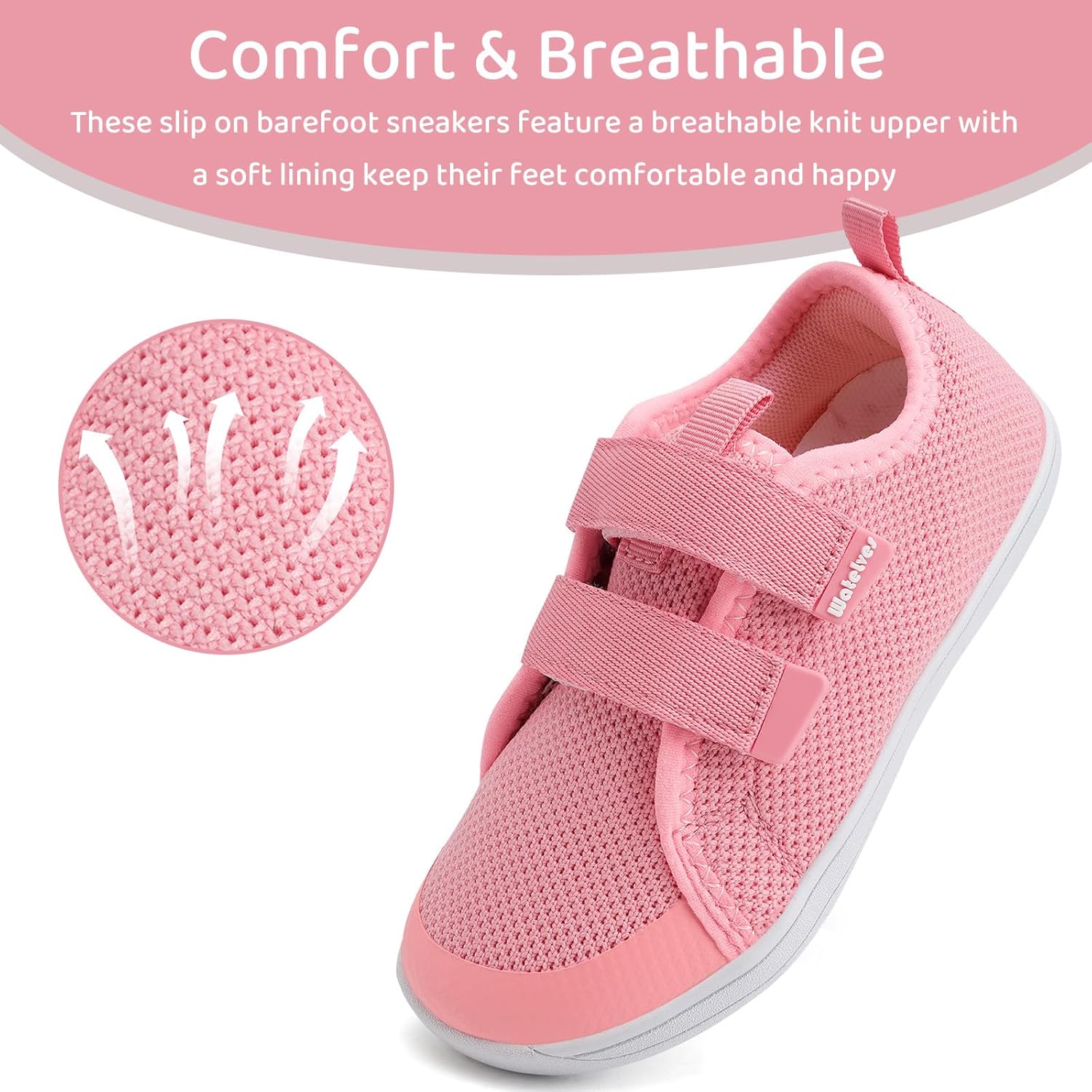 WateLves Toddler Little Kids Wide Barefoot Shoes The First Walking Shoes Girls Boys Breathable Zero Drop Minimalist Sneakers with Wide Toe Box Natural to Grow