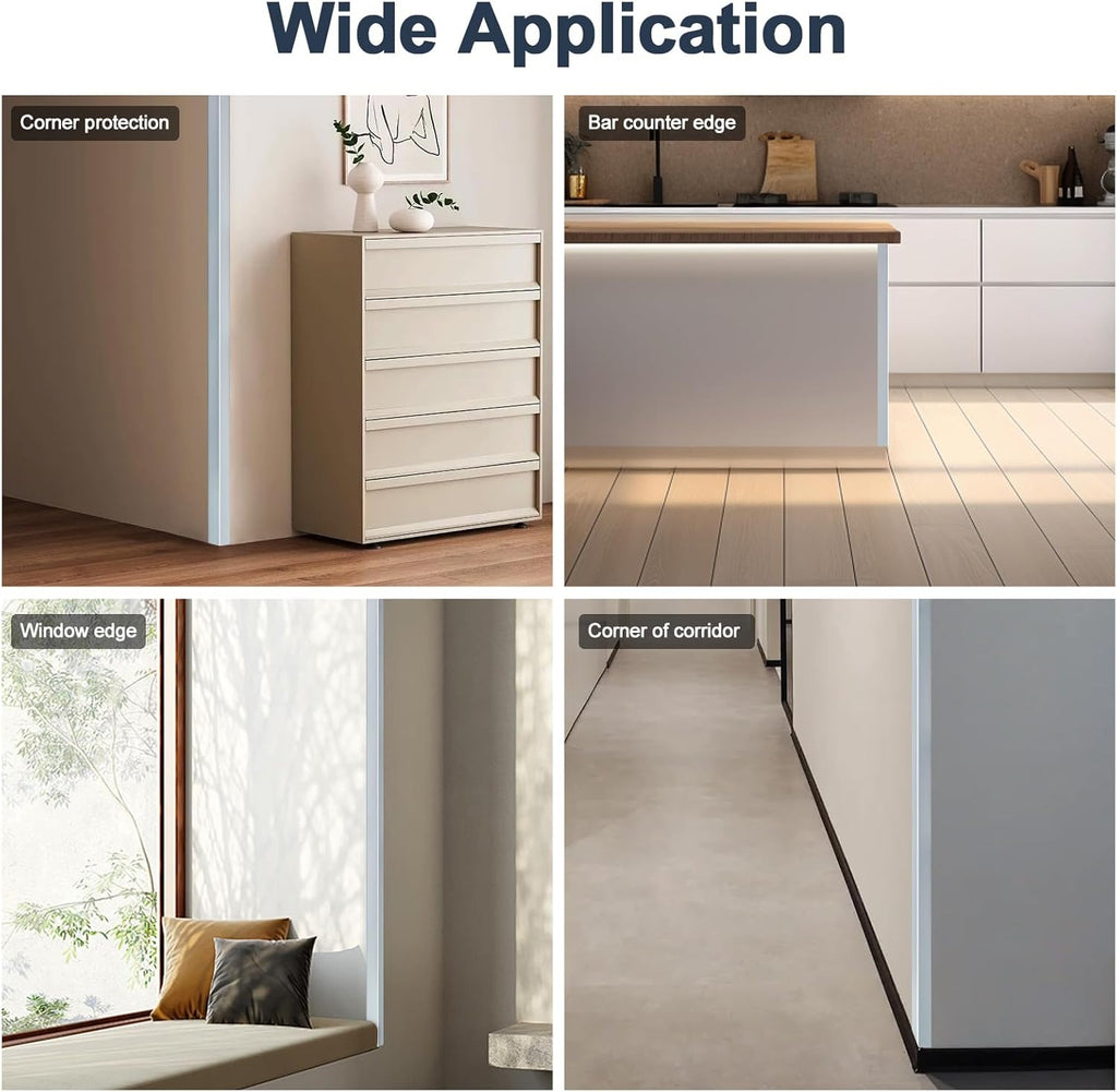 4PCS 45" Aluminum Metal Corner Protectors, Self Adhesive Corner Guards, Metal Wall Edge Protector Strip, Furniture Corner Protectors, Wall Cabinet Baseboard Decoration 45" x 1" (Grey)