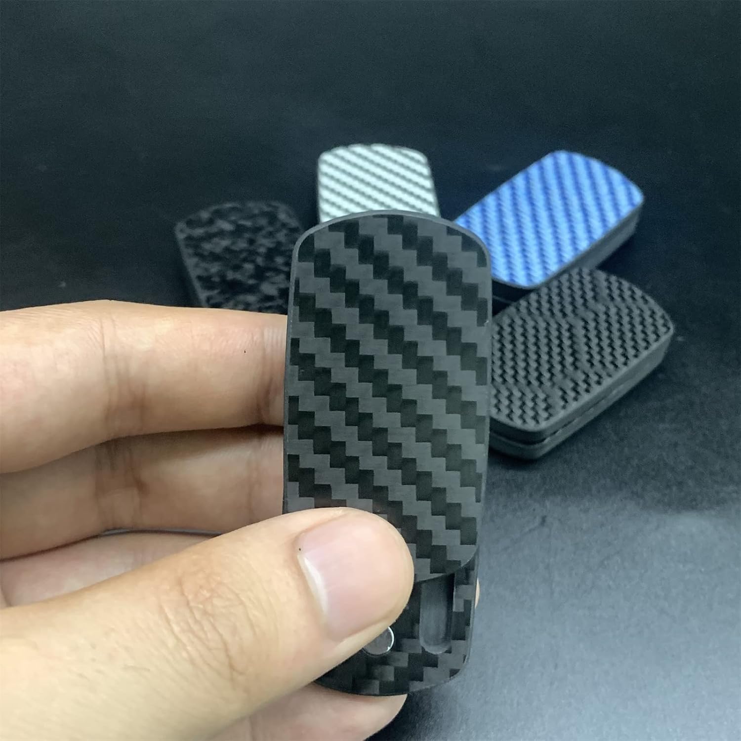 Rectangular Block Carbon Fiber Push Haptic Slider Adult Fidget Toys EDC ADHD Tool Anti-Anxiety Fidget Slider Stress Relief Toys Cool Stuff for Men (Black Texture)
