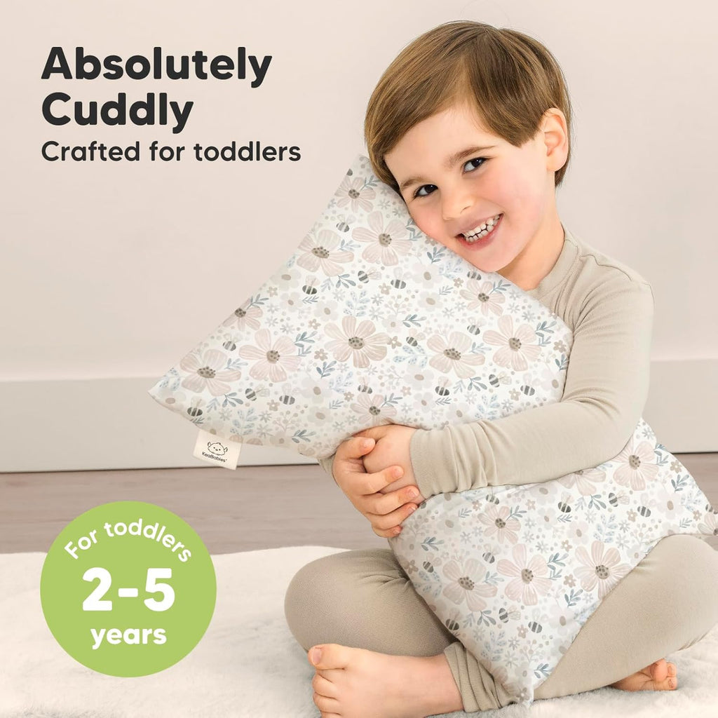 Toddler Pillow with Pillowcase - 13x18 My Little Cuddly Pillow, Viscose Derived From Bamboo Nursery Toddler Pillows for Sleeping,Kids Pillow,Small Travel Pillows,Mini Toddler Bed Pillow (Flora Vale)