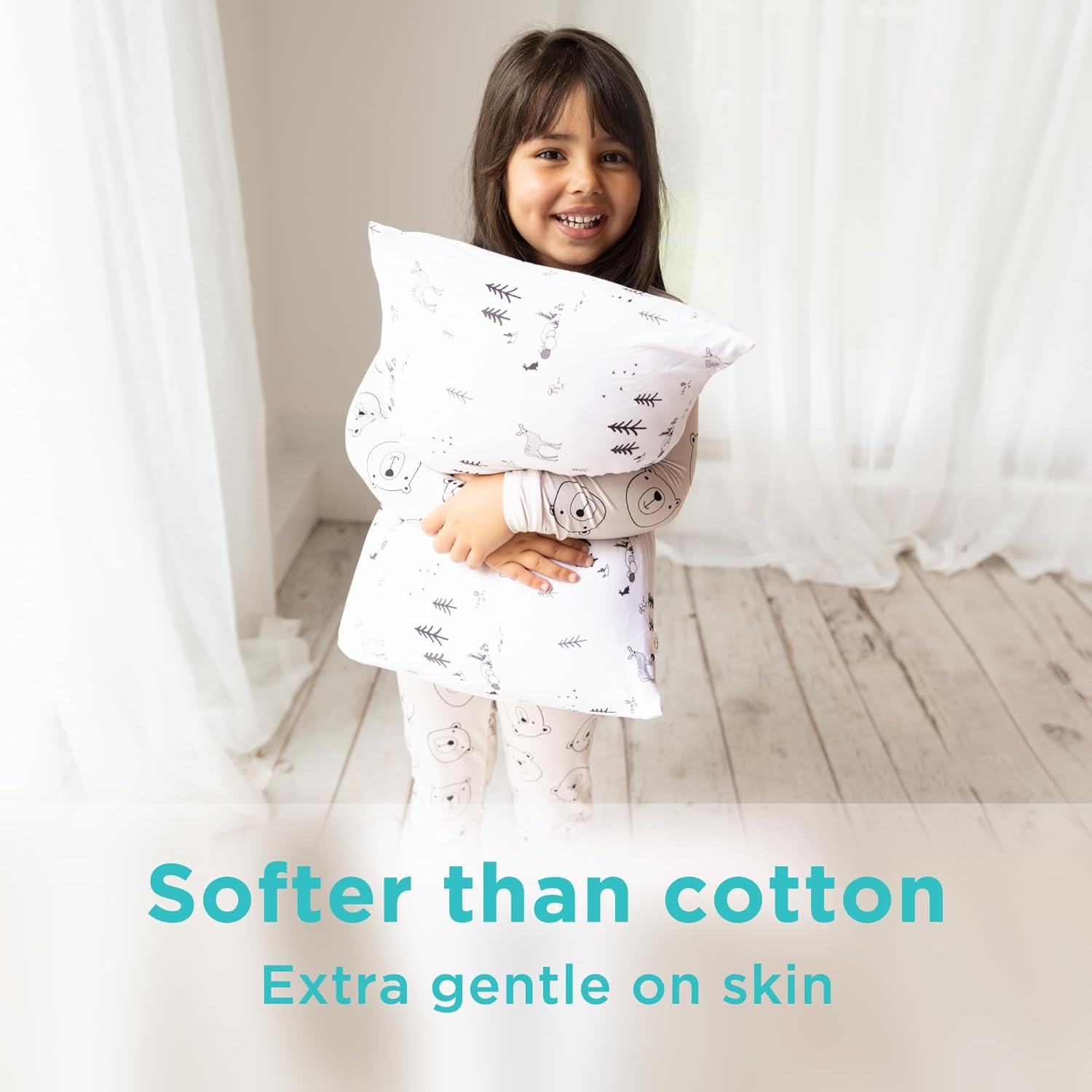 LittleHippo Toddler Pillow (13x18) with Viscose Derived from Bamboo Pillowcase - Hypoallergenic Toddler Pillow for Sleeping, Kids Pillow, Travel Pillows, Mini Pillow, Toddler Bed Pillow (Woodland)