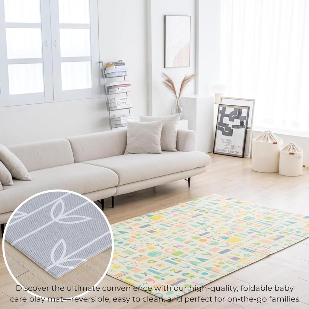 Baby Care Foldable Mat - Sea Petals(Gray), Large
