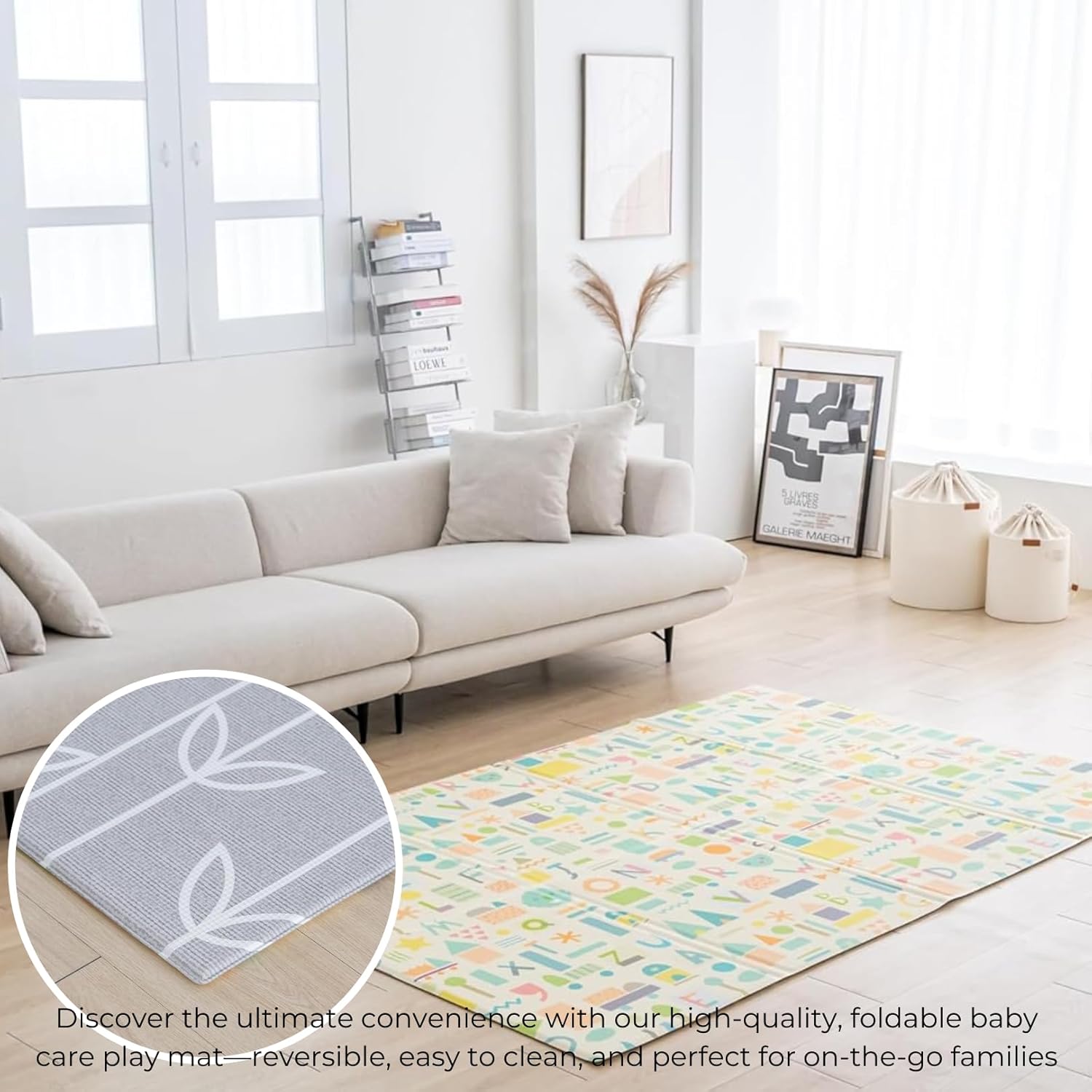 Baby Care Foldable Mat - Sea Petals(Gray), Large