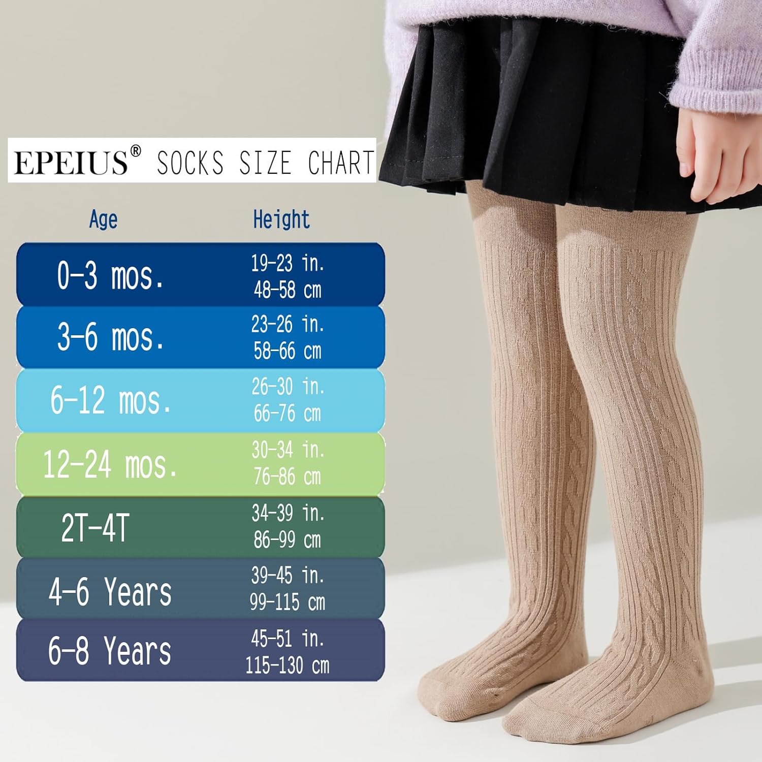 EPEIUS Baby Girl Tights Thick Cable Knit Leggings Stockings Cotton Pantyhose for Newborn Infant Toddler 3/4/5/6 Pack