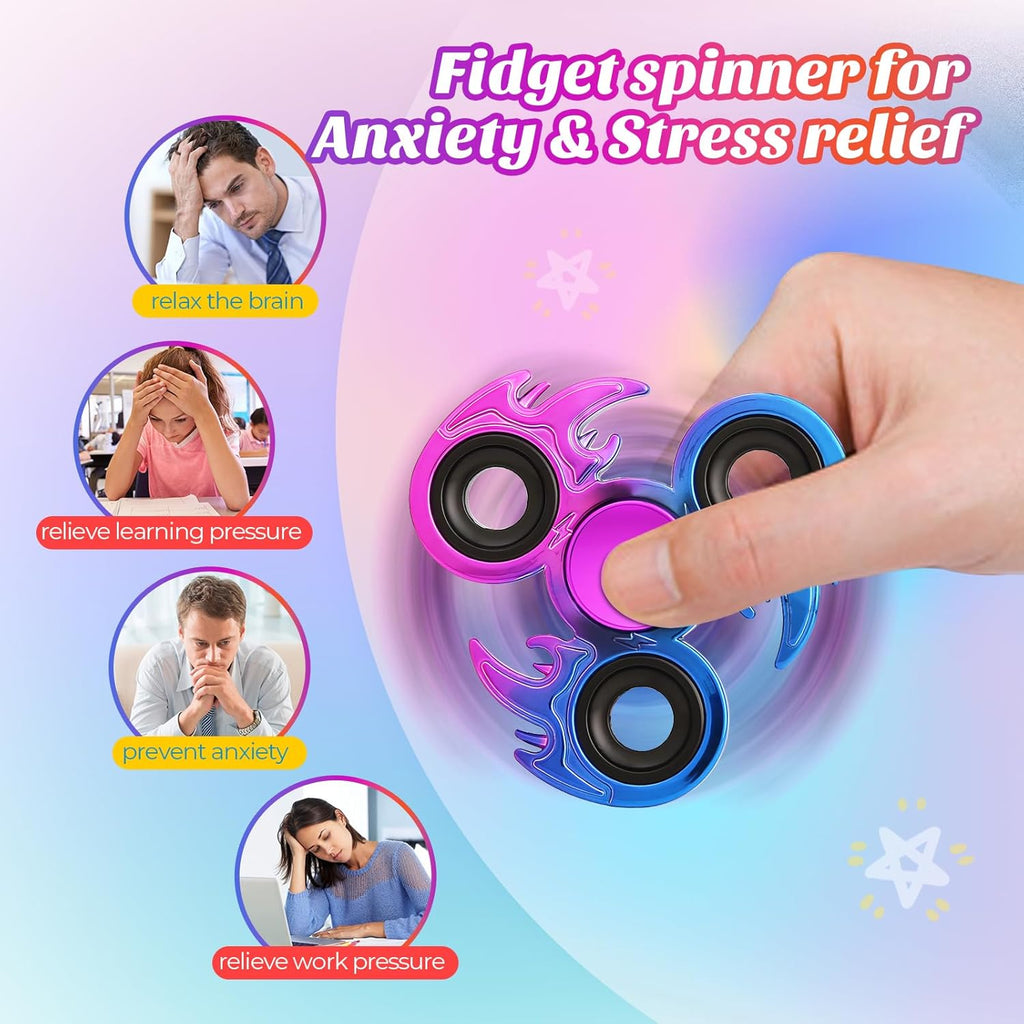 2 Pack Fidget Spinners, High Speed Precison Metal Hand Spinners for Focus, Streess Reduction and Boredom, Ideal for Enhancing Concentration and Killing Time