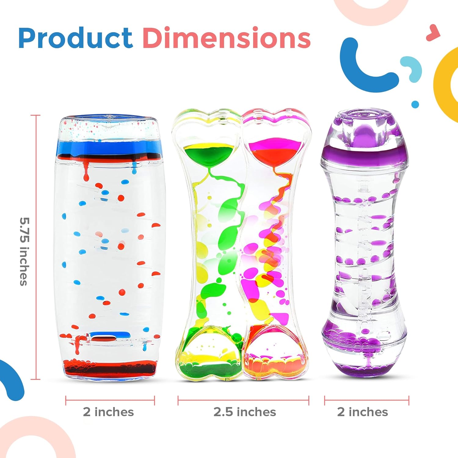 Playlearn Sensory Liquid Timer - Motion Bubbler - Fidget Toys - Variety 3 Pack