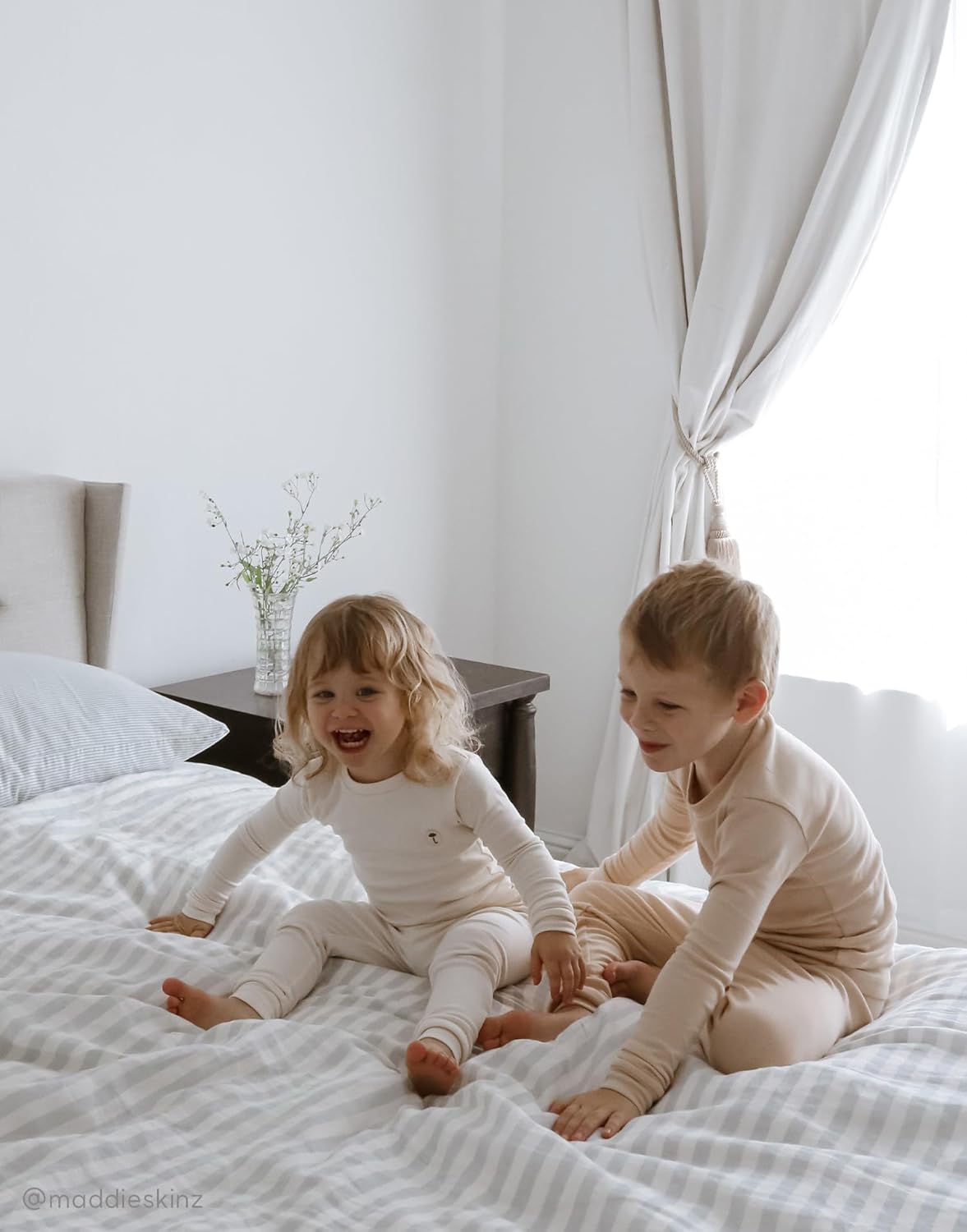 moimoln 6M-8Y Modal Cotton Solid Soft Breathable Baby Toddler Boys Girls Snug fit Pjs Long Sleeve Pajamas Set Sleepwear Daily