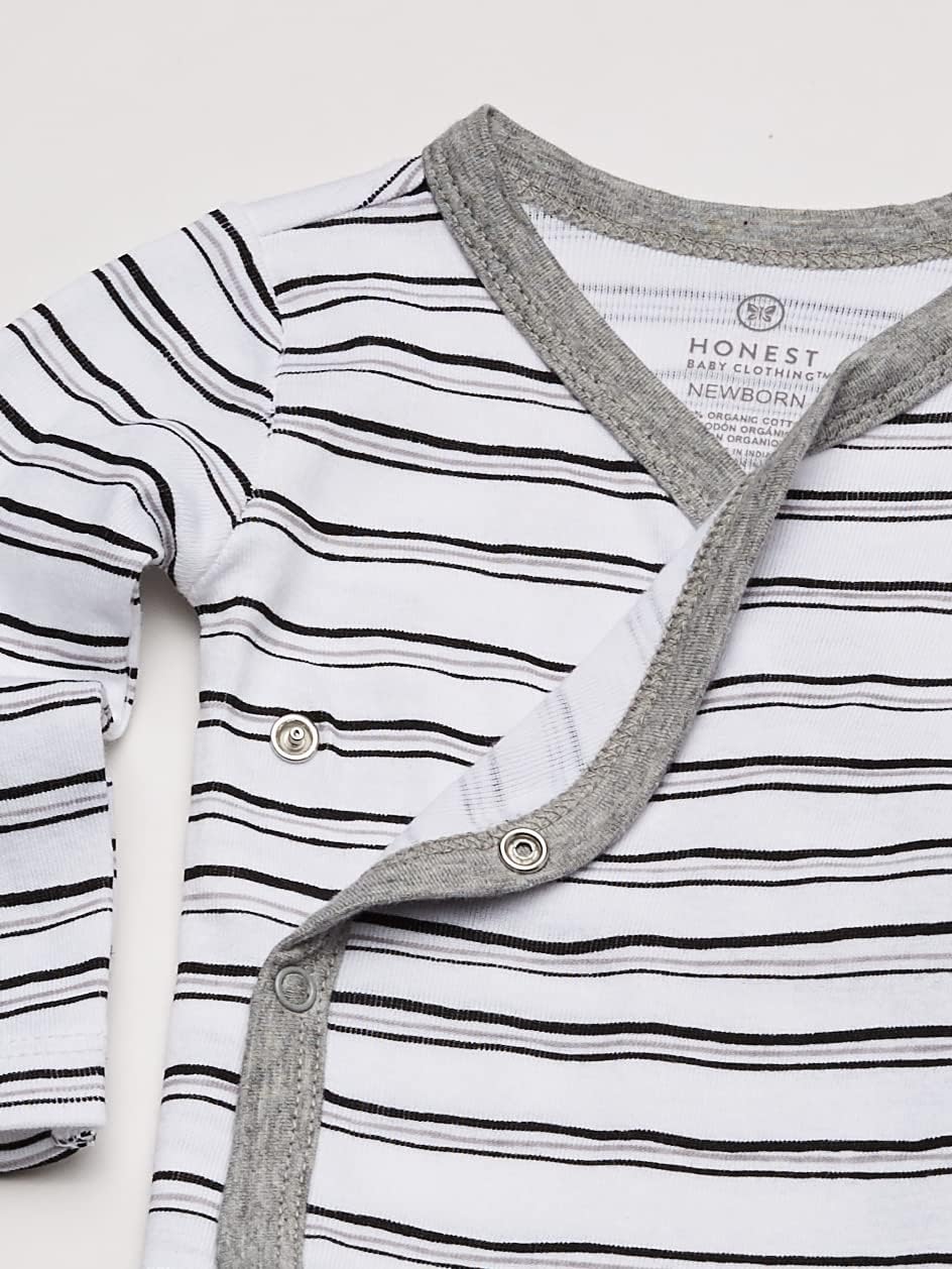 HonestBaby unisex-baby 3-pack Long Sleeve Side-snap Kimono Bodysuits Organic Cotton for Infant Baby Boys, Girls, Unisex