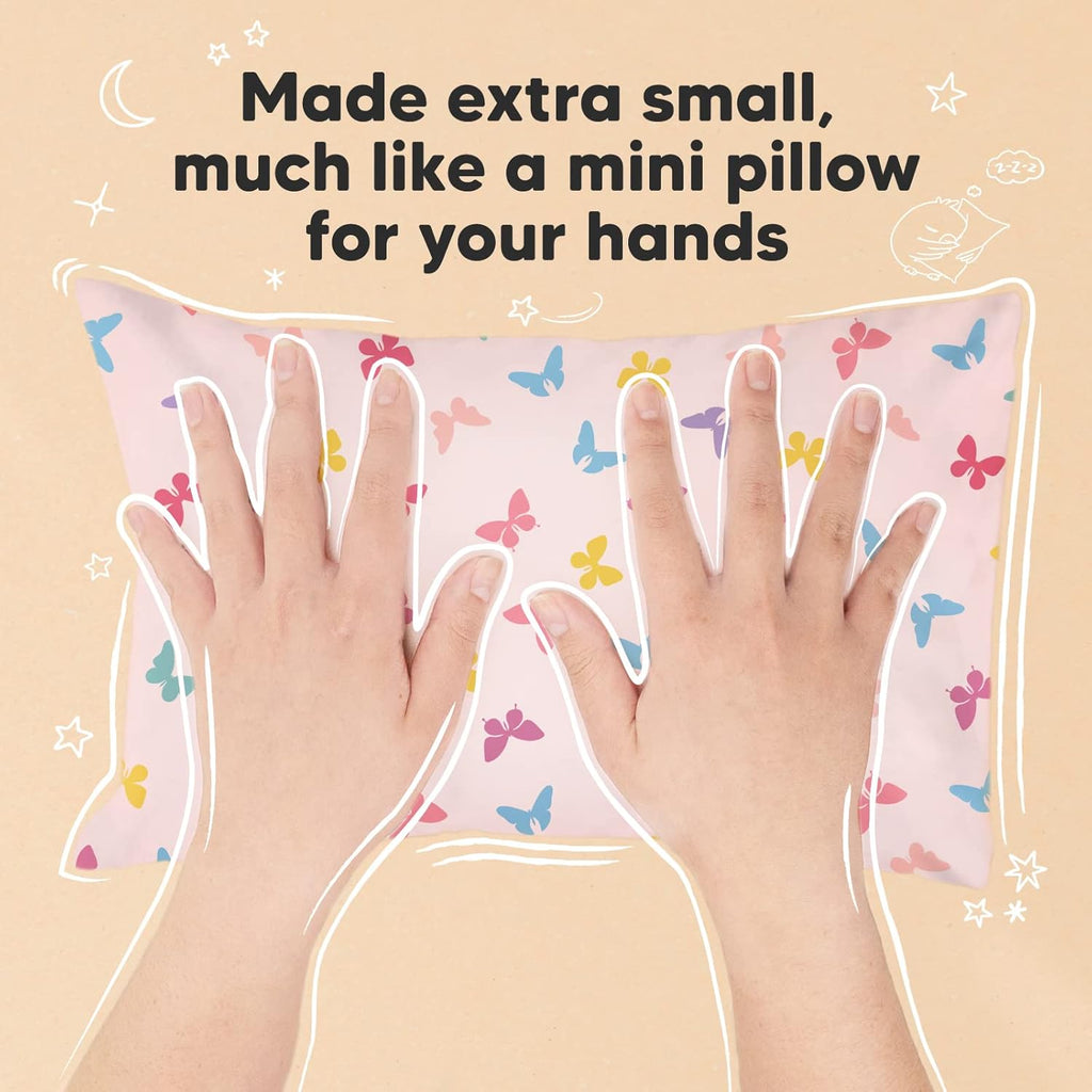Mini Toddler Pillow with Pillowcase - 9x13 My Little Dreamy Travel Kids Pillow for Sleeping, Toddler Bed, Small, Tiny, Organic Cotton Pillowcase, Soft & Breathable, Kids 2-4 Years Old (Flutter)
