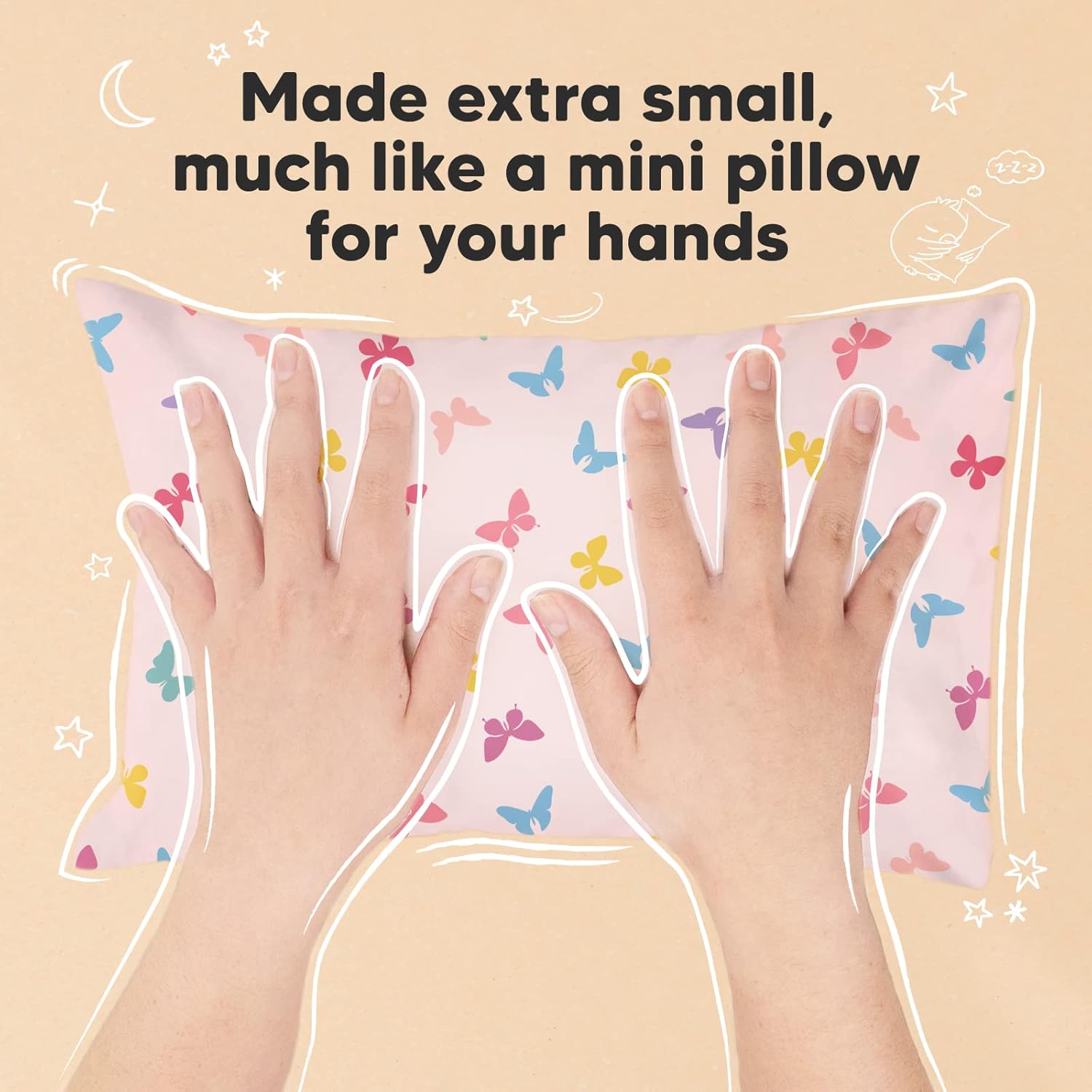 Mini Toddler Pillow with Pillowcase - 9x13 My Little Dreamy Travel Kids Pillow for Sleeping, Toddler Bed, Small, Tiny, Organic Cotton Pillowcase, Soft & Breathable, Kids 2-4 Years Old (Flutter)