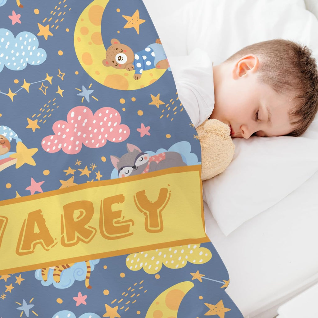 Magimagine Personalized Baby Blanket with Name for Kids Custom Name Blankets Customized Baby Receiving Blankets for Toddlers Infants Kids Baby Shower Newborns Nursery Stroller Crib Decor Throw